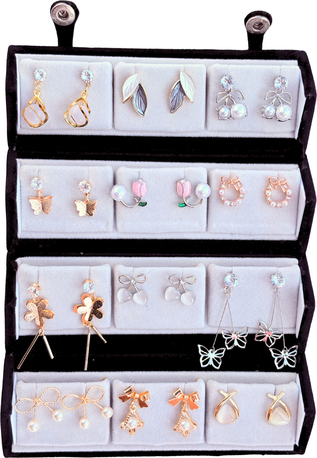 Image of Treviyaa Korean Earrings Set of 12 with Jewelry Box + Free Anti Tarnish Heart Necklace Alloy Stud Earring, Earring Set