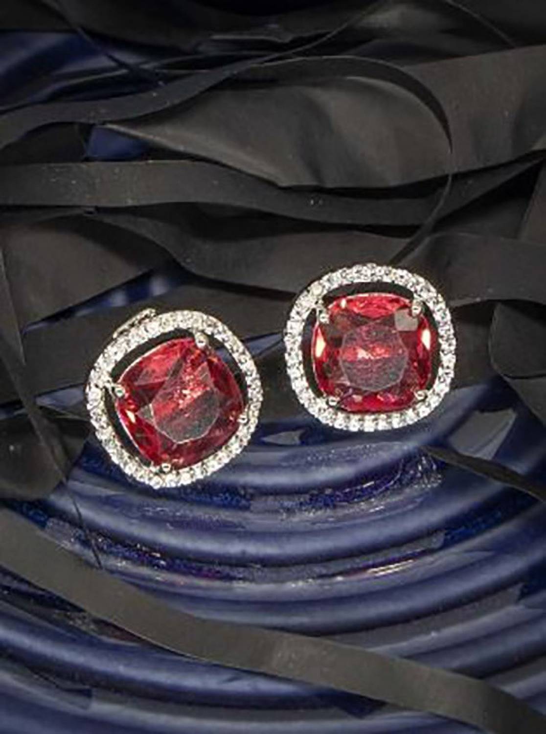 Aviate Brass AD Rhodium Plated Earings Tops With Hydro Colour CZ Stones Diamond Alloy Earring Set