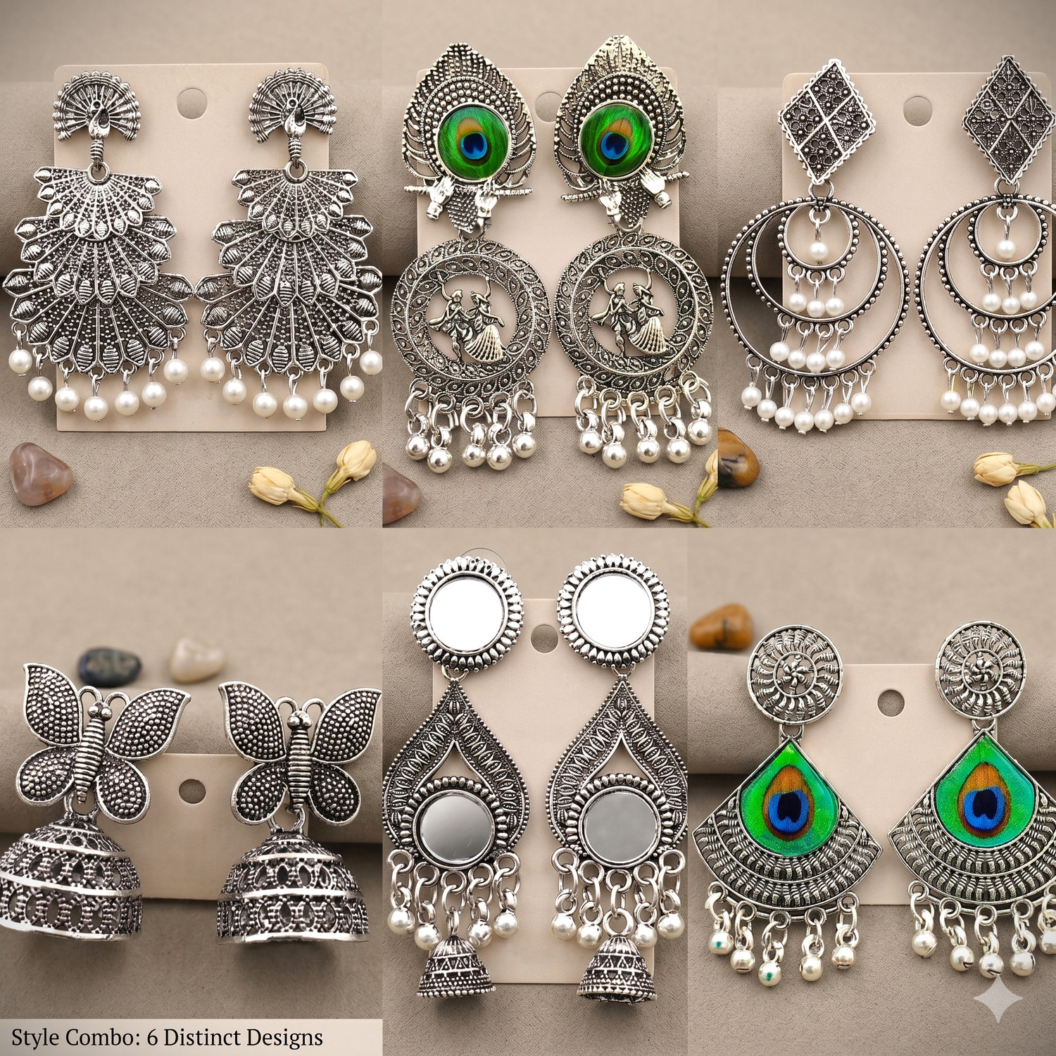 Image of ANNORA INTERNATIONAL EARINGS COMBO PACK OF 6 Alloy Jhumki Earring