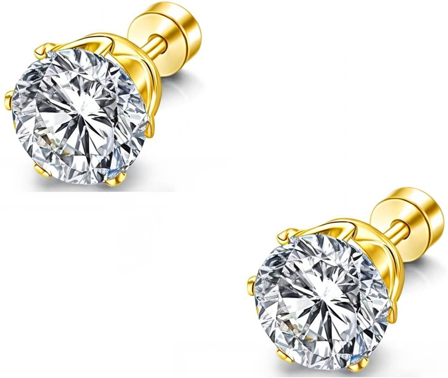 Xflame 18 Kt Gold Plated Cubic Zirconia Stud Earrings - Image 3