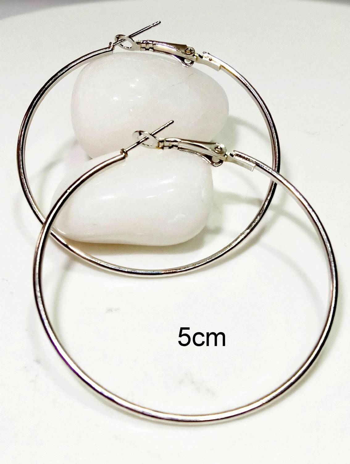 aikagroup 5cmsilver Metal Hoop Earring