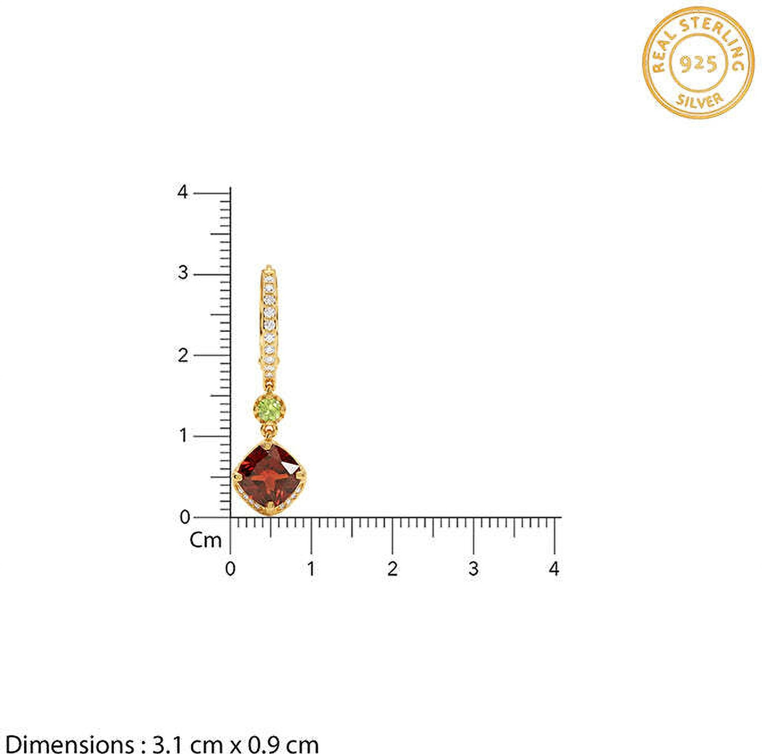 Image of GIVA Golden Crimson Prism Drop Earrings Zircon Sterling Silver Drops & Danglers