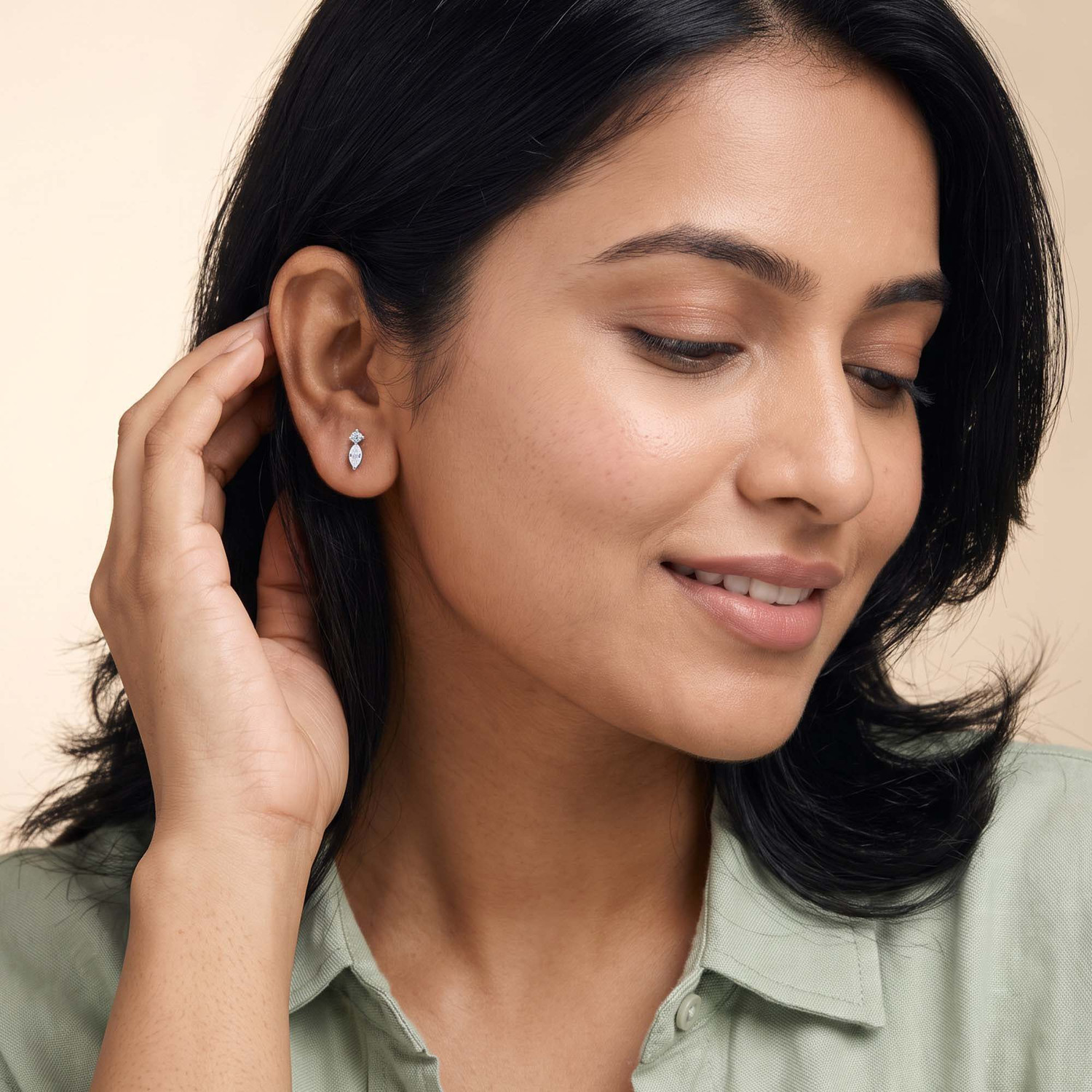 Image of GIVA Silver Dewdrop Earrings Zircon Sterling Silver Stud Earring