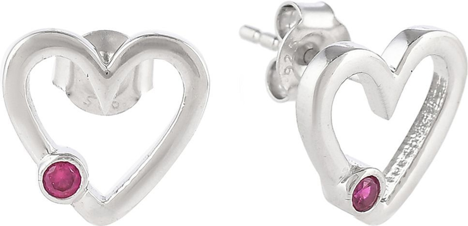 Image of Voylla Valentine's Day Collection Pink Zircon Studded Heart Stud Earrings Sterling Silver Earring Set