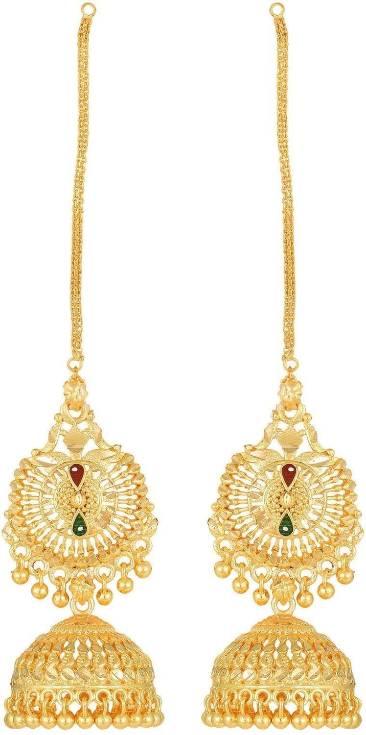 Image of VIGHNAHARTA Vighnaharta Traditional Wdding and Party wear South Screw back alloy 1 gm Gold Plated Kanchain Jhumki Earring for Women and Girls (VFJ1331ERG) Alloy Jhumki Earring