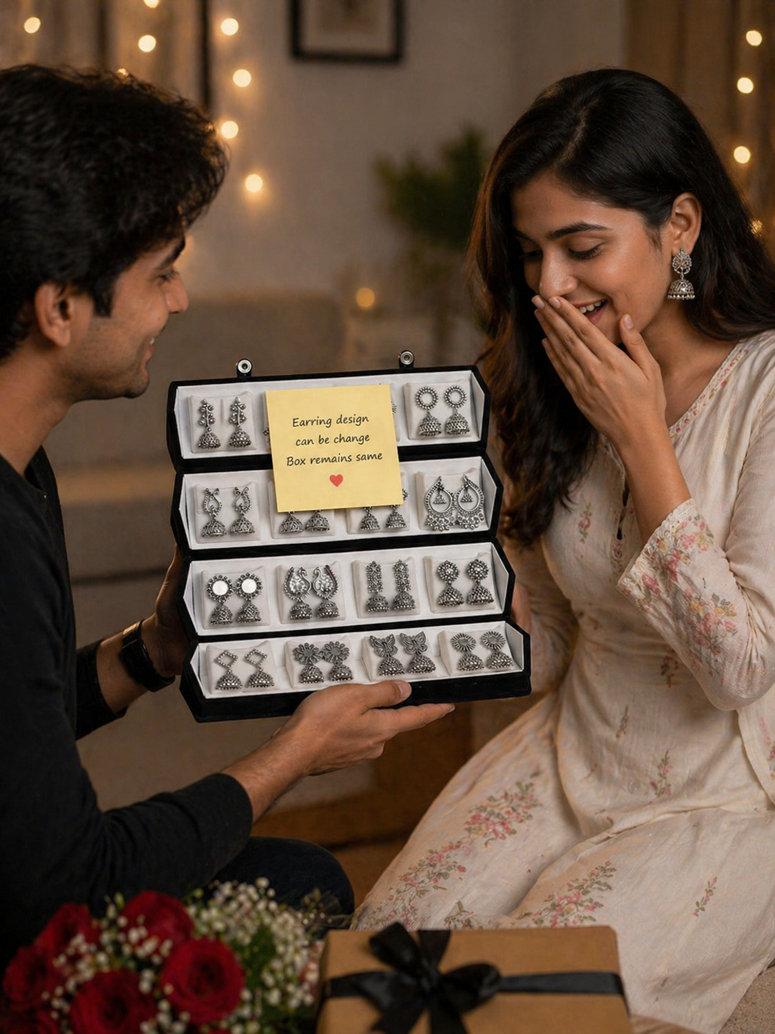 Image of Sihn 16 earring set with box Sterling Silver Earring Set Alloy Drops & Danglers, Jhumki Earring, Earring Set
