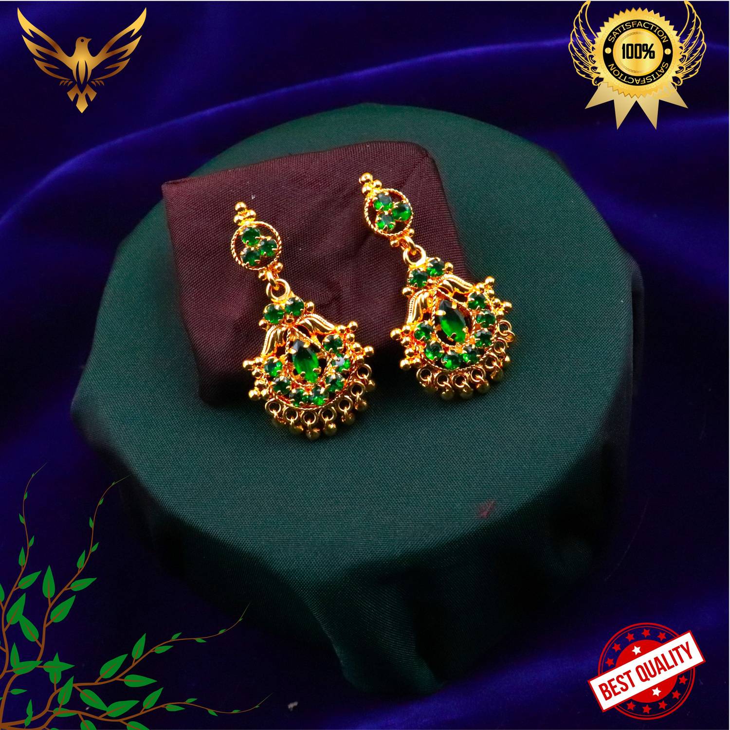 AHR FASHION one gram gold plated trendy stylish earring for women Ruby Brass Stud Earring