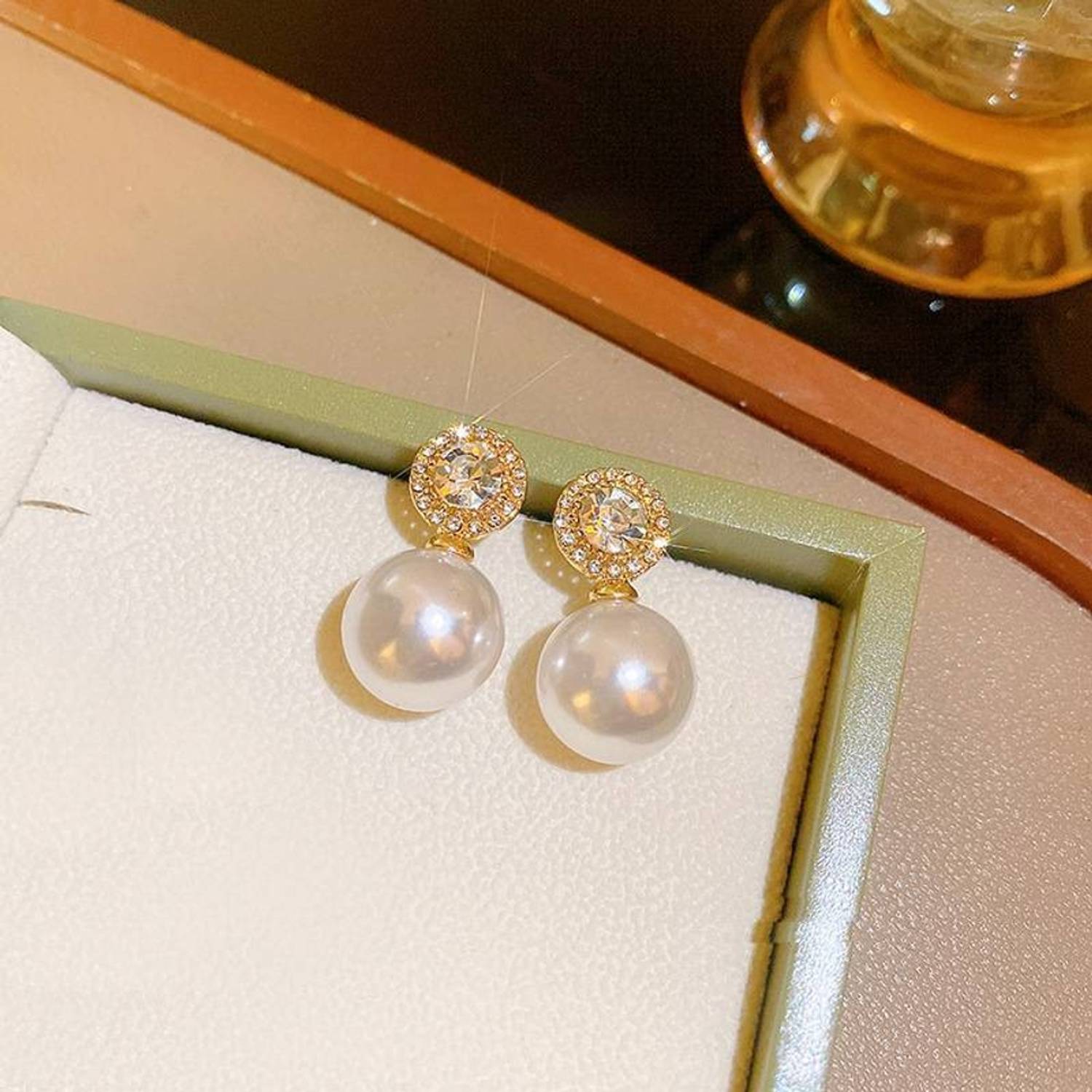 Celestique Zirconia Pearl Earrings for Women Stud earrings Cubic Zirconia Alloy Stud Earring