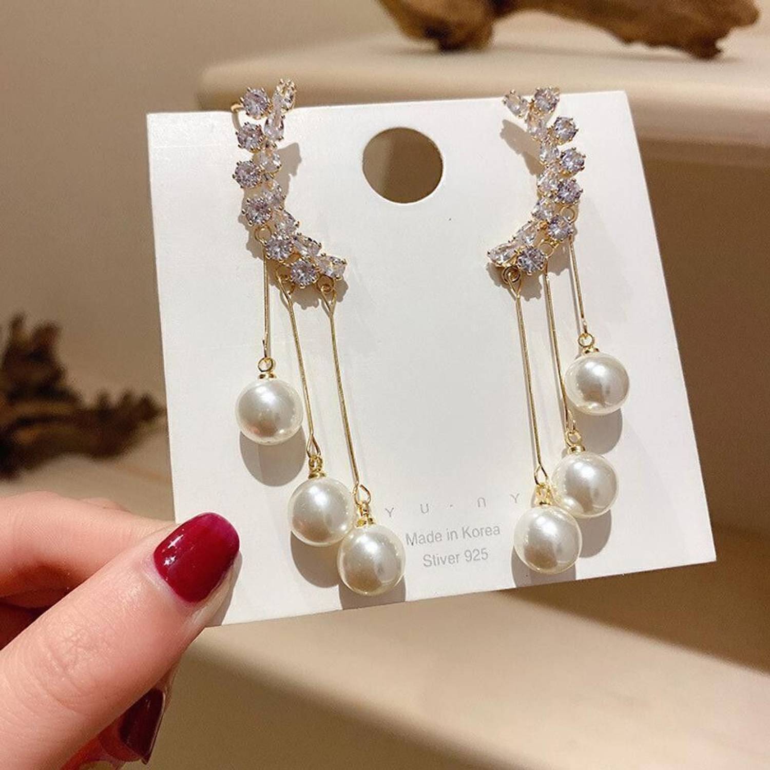 zayraa Pearl Multi Strings Alloy Cuff Earring - Image 4