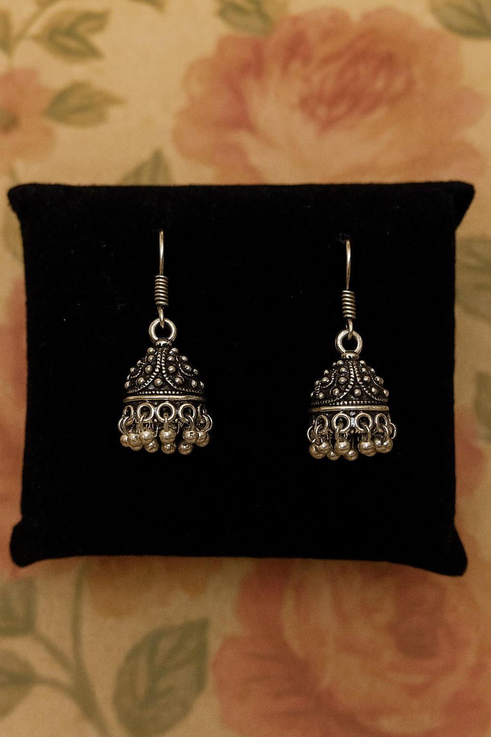 Image of GanPatique Small Oxidised earrings for Girls' and Women's Daily Wear Jhumki. Brass Jhumki Earring