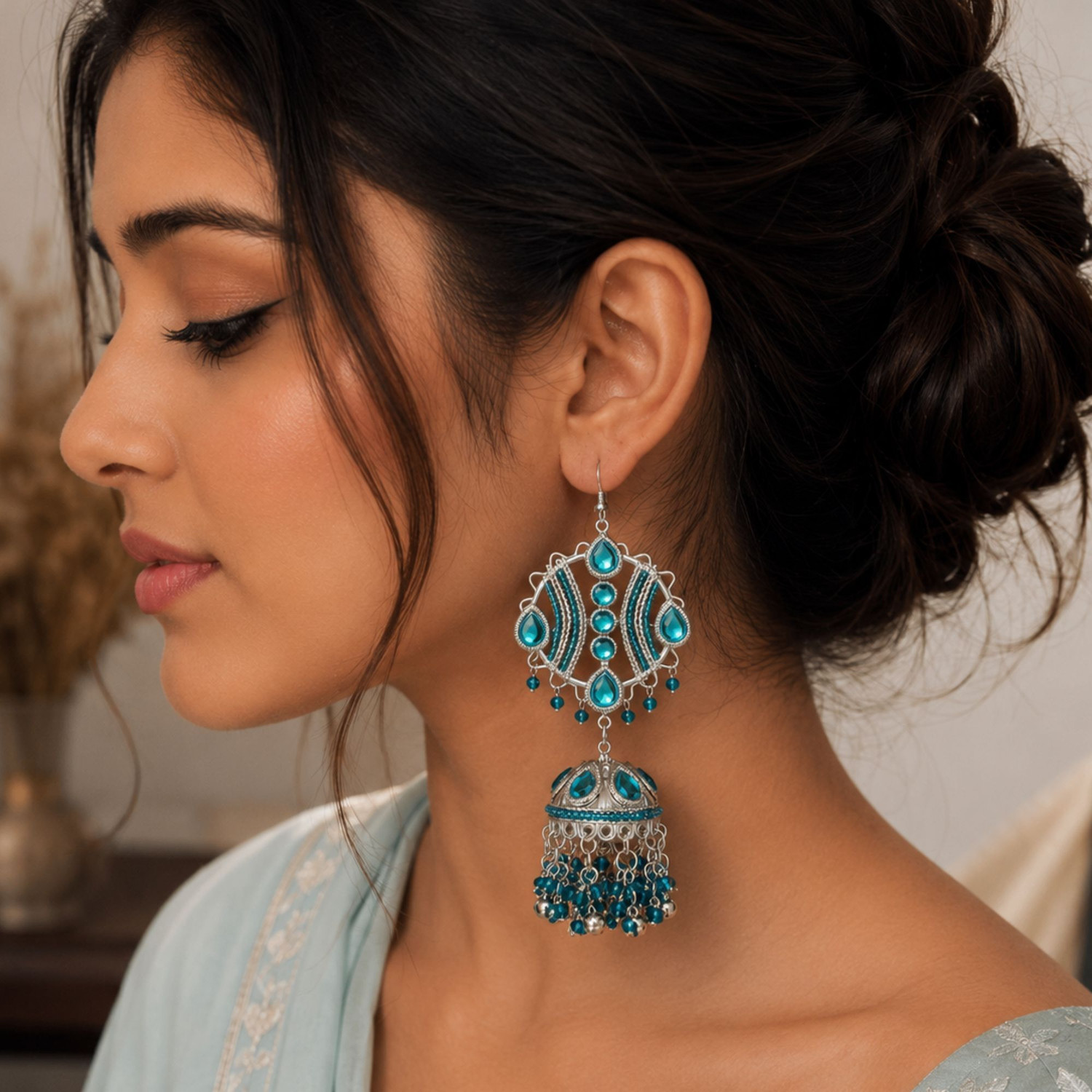 Image of UnfoldSelf Maula Mere Maula Grand Edition Jhumki Earrings Alloy Jhumki Earring
