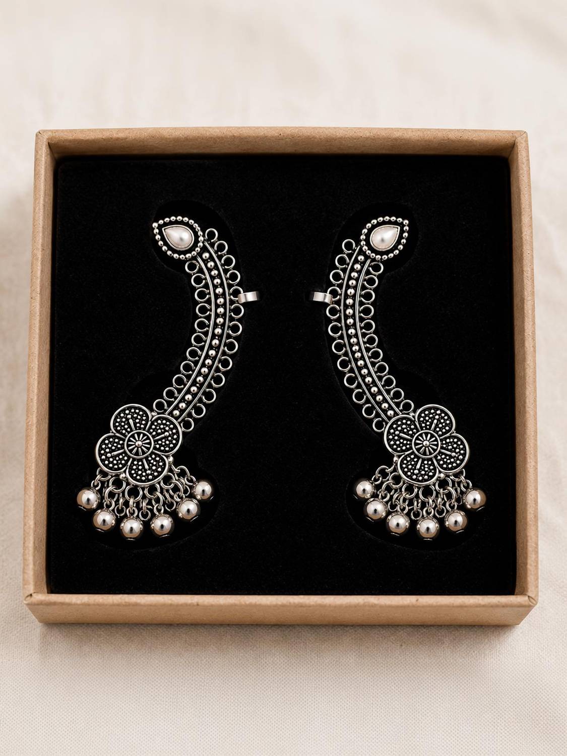 AntiqueCloset Antique Oxidised Royal Ear Wrap Earrings Alloy Cuff Earring