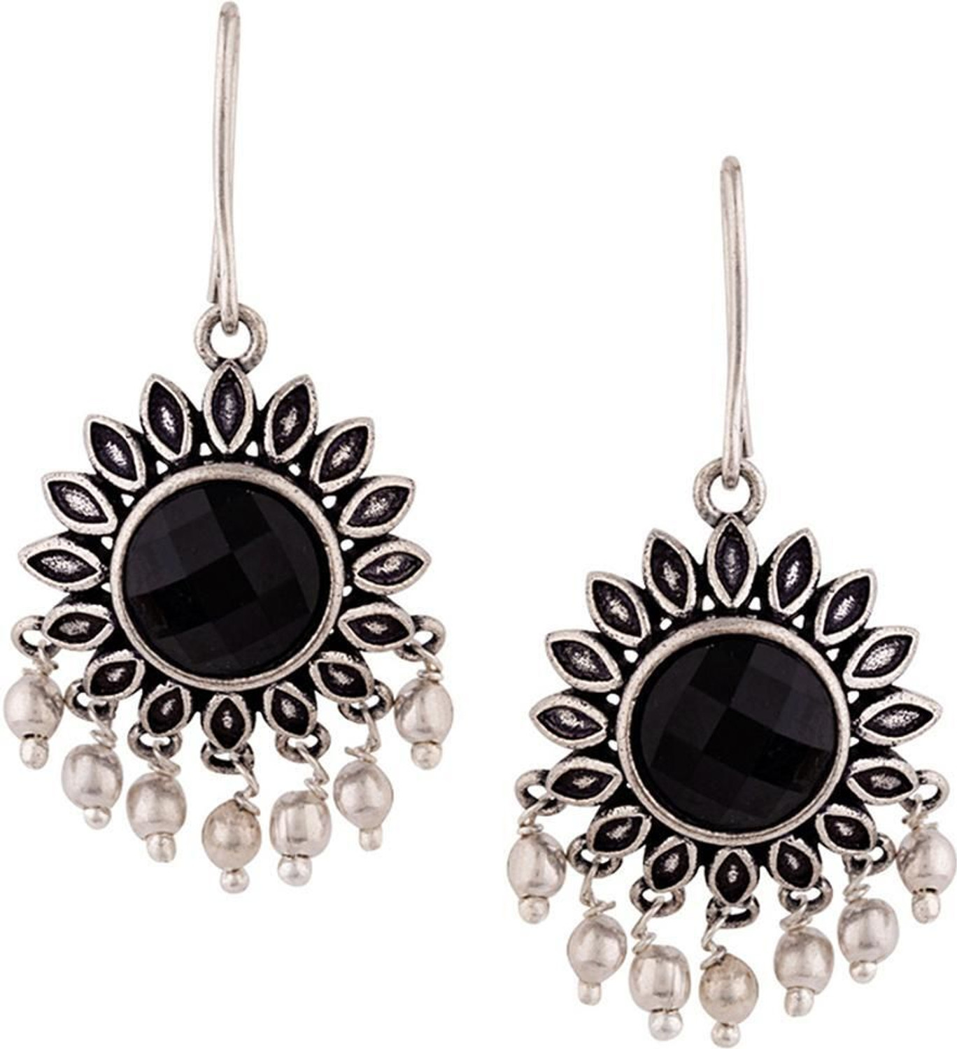 Image of Voylla Work Essentials Round Cut Gem Earrings Crystal Brass Drops & Danglers