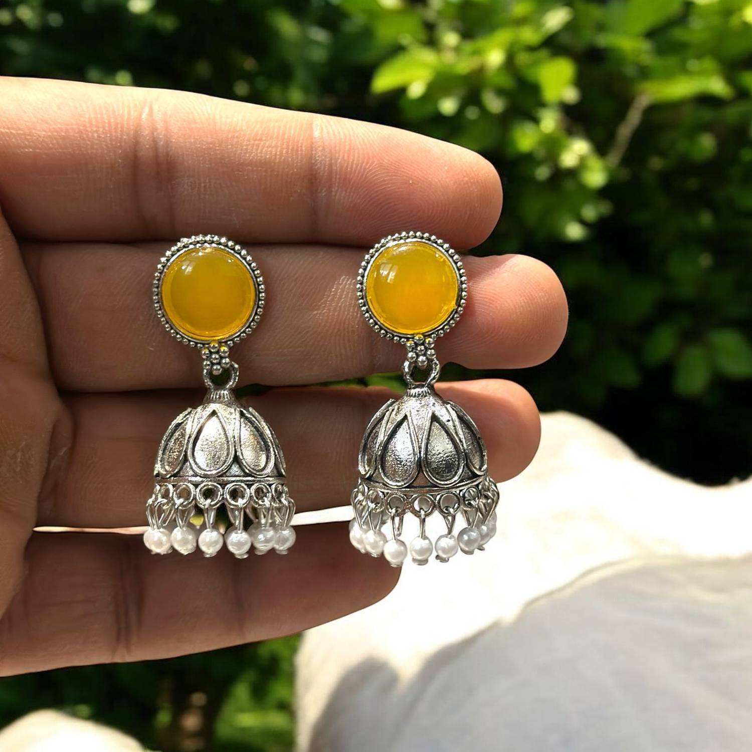 Antico OXO-149 YELLOW Alloy Jhumki Earring, Drops & Danglers, Chandbali Earring