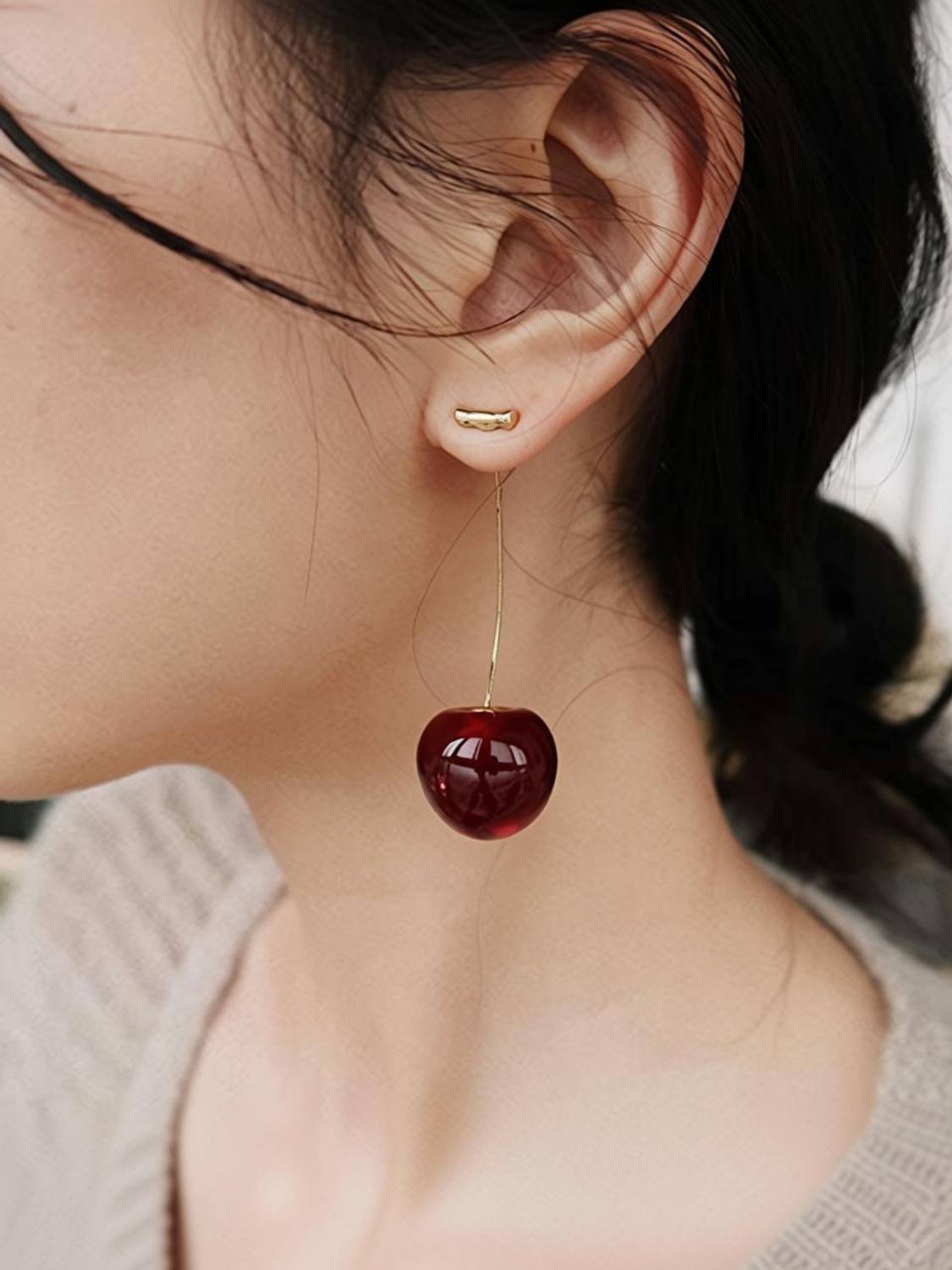 AVIRA ENTERPRISES Trending and stylish Maroon cherry Drop earrings for women and girls Stainless Steel Tunnel Earring