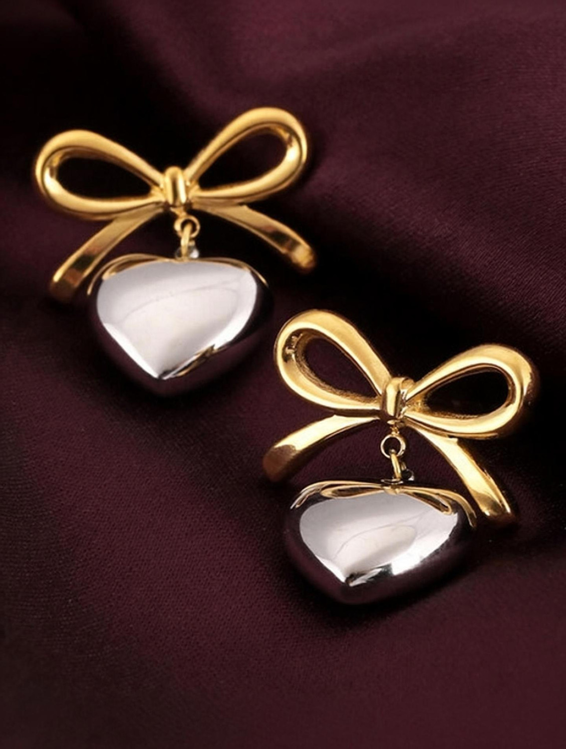 Image of PALMONAS Bi-metal Wrapped With Love Earrings Stainless Steel Drops & Danglers