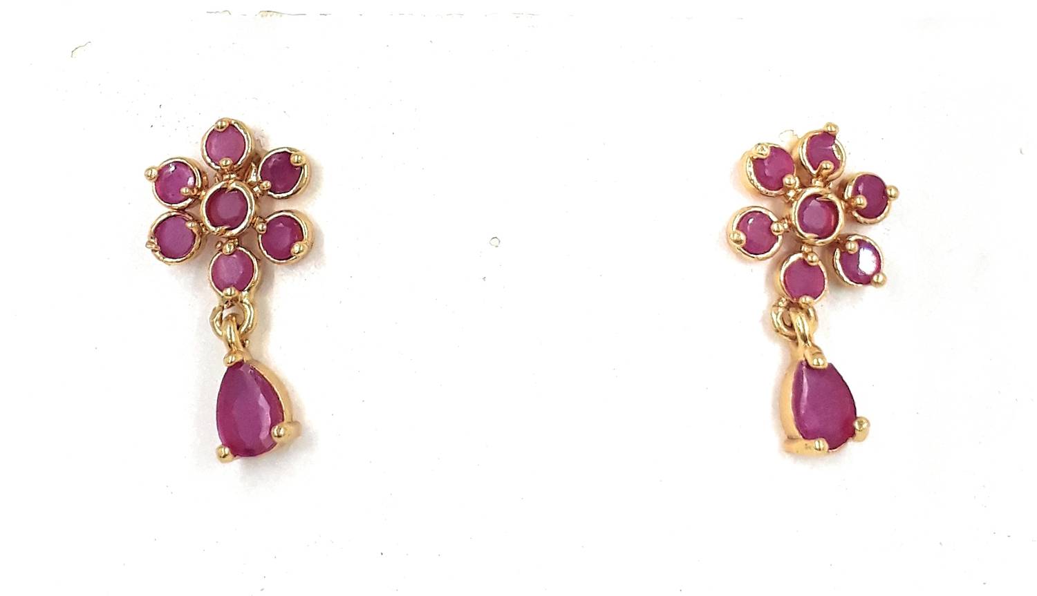 Anujeet Fashion Hub Gold Plated Covering 5 metal Impon AD Stone Small Floral Danglers For Women/Girl Copper Drops & Danglers