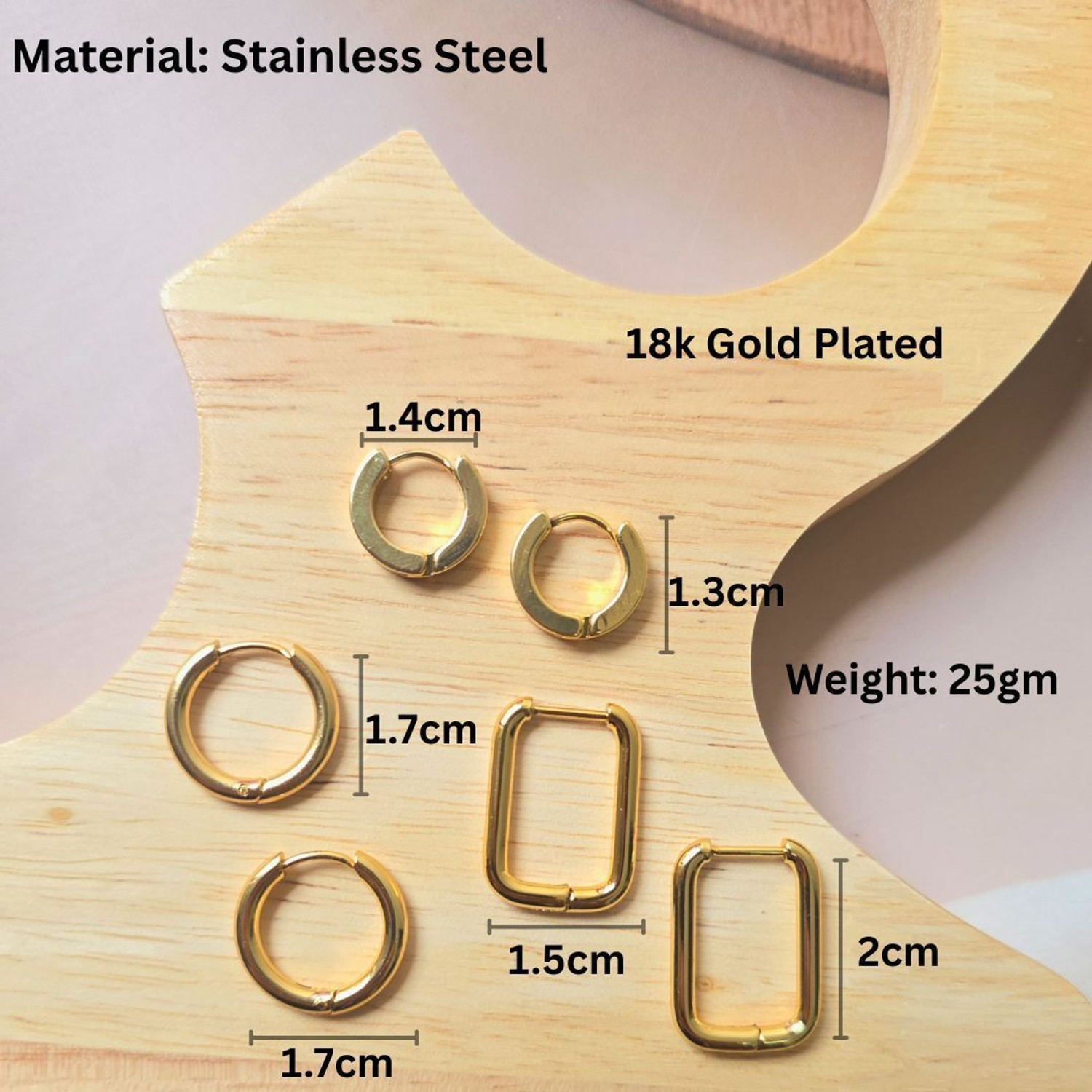 Image of Bauble Cluster Anti Tarnish 18k Gold Plated 3 Pairs Stud Earrings Set for Girls & Women| Stainless Steel Earring Set, Hoop Earring