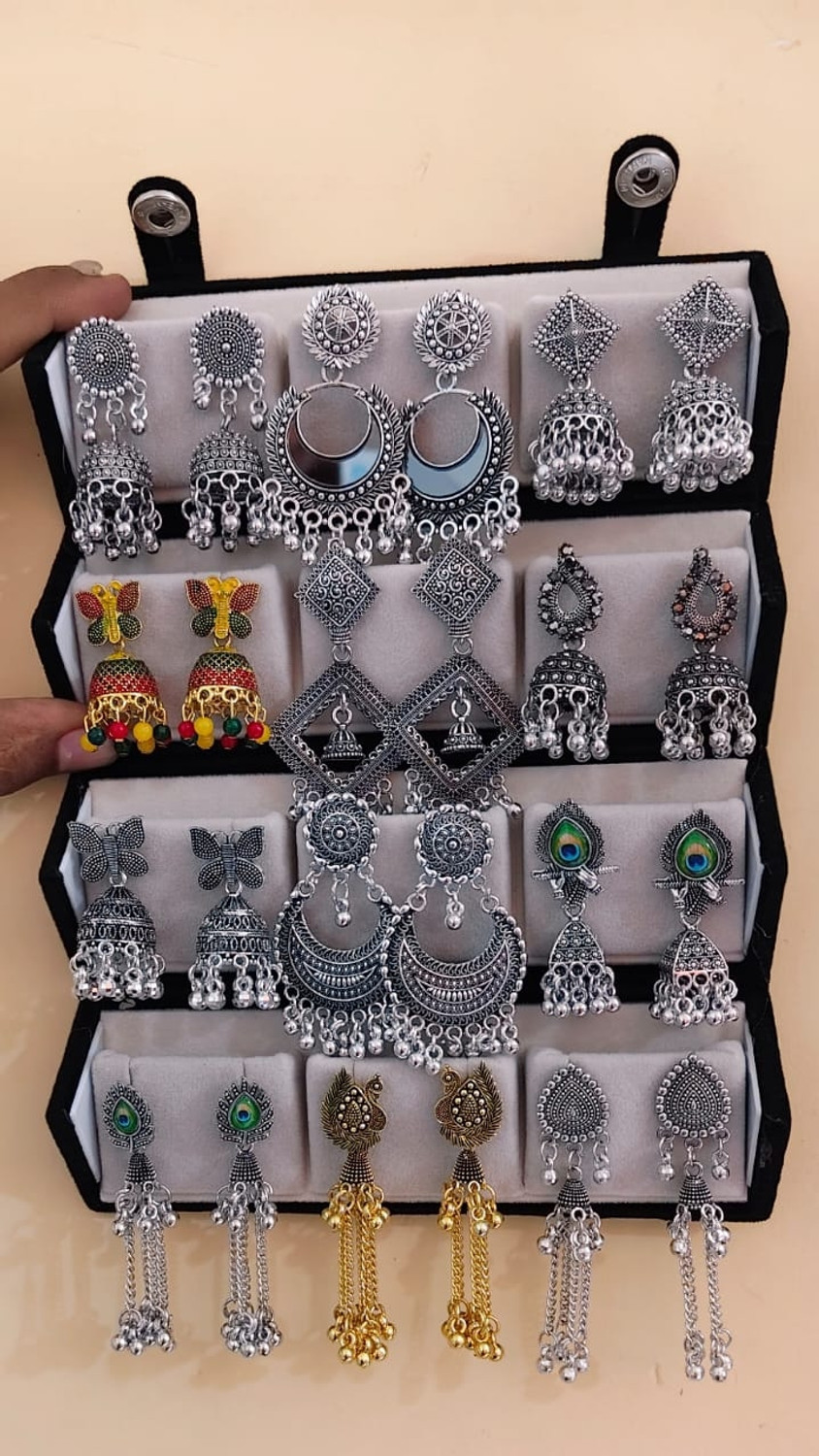 Image of Bathamtraders Jhumka set 12 pair .n Alloy Tunnel Earring, Stud Earring, Chandbali Earring, Jhumki Earring, Earring Set