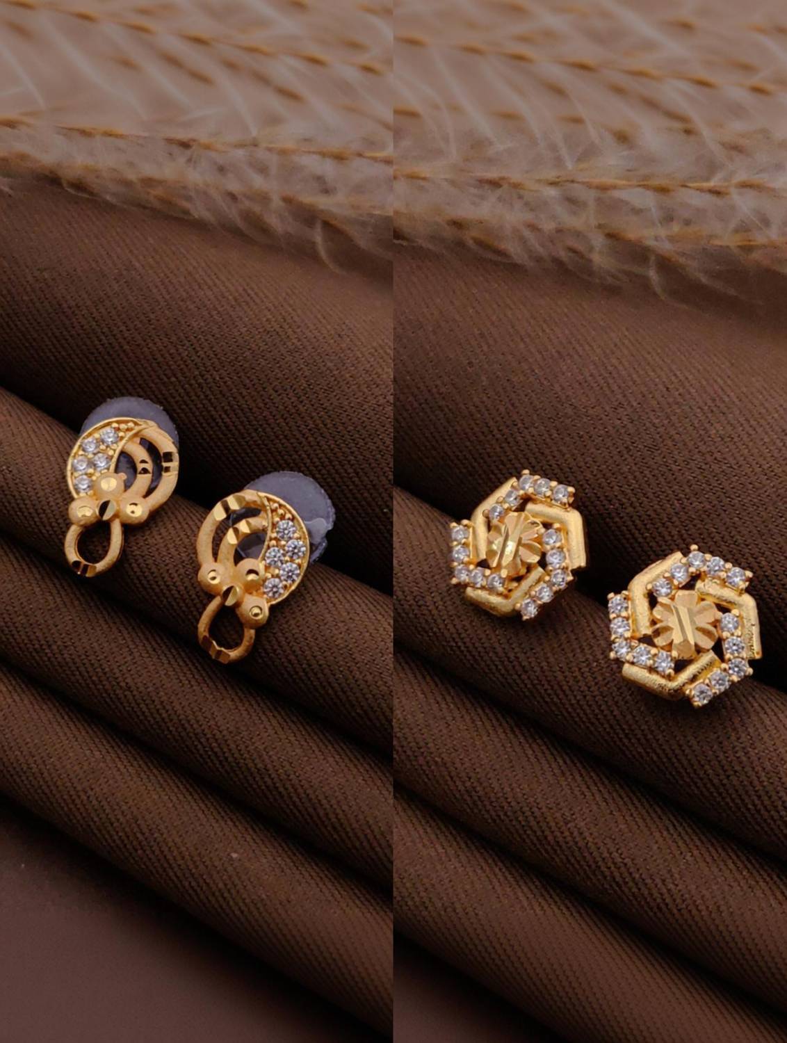 bhanu diam Bestseller Earrings Diamond Brass Stud Earring
