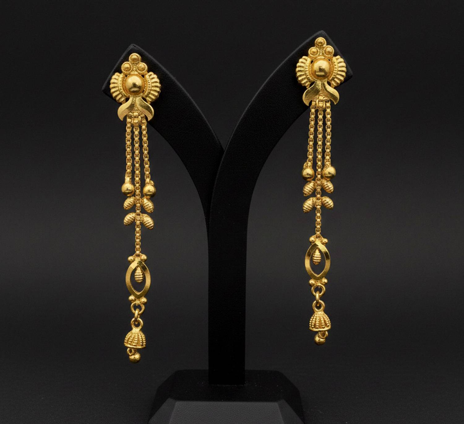 Capilite Elegant gold plated Long Drop Earrings and necklace Brass Drops & Danglers