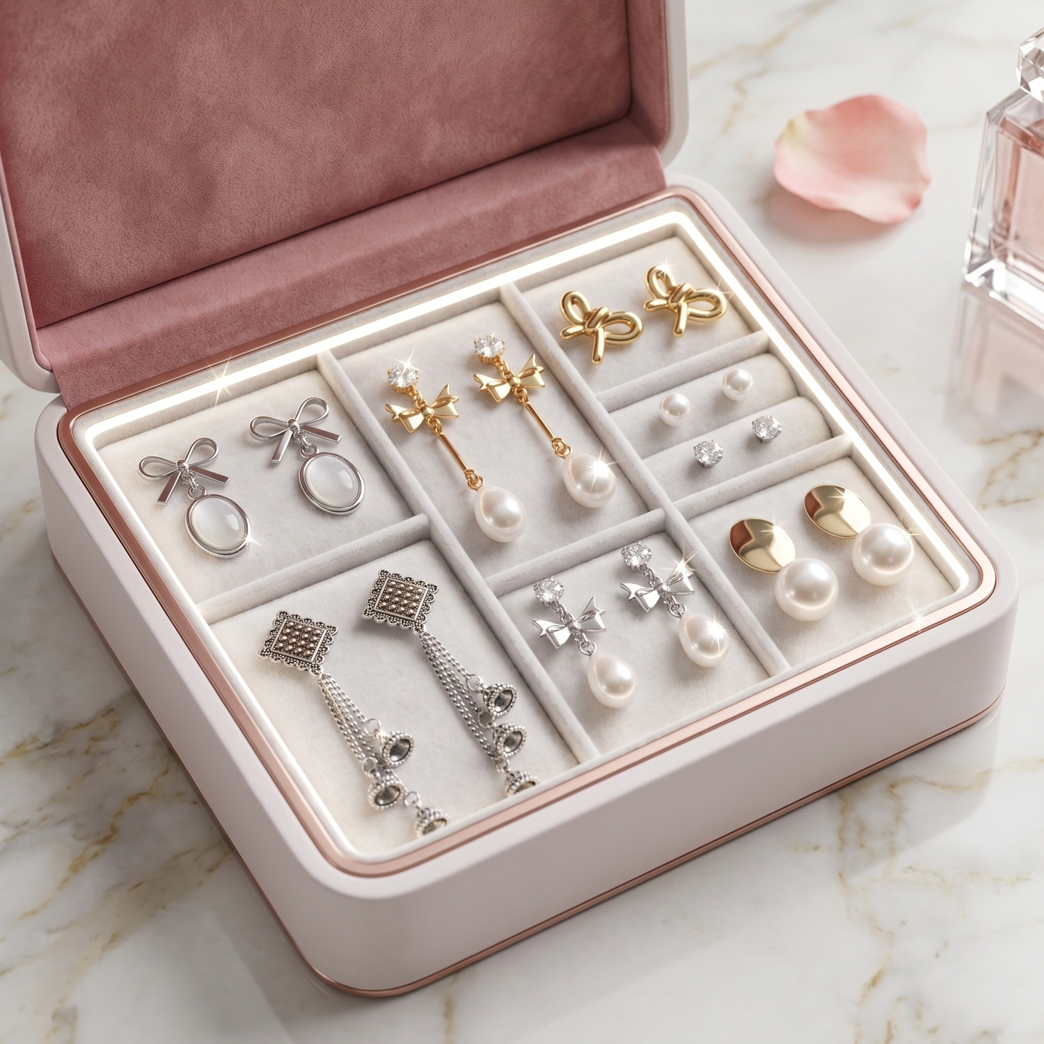 Image of khattu enterprises Korean Earrings for women ang girls Pack of 8 Best Gift for Her Beads Alloy Earring Set