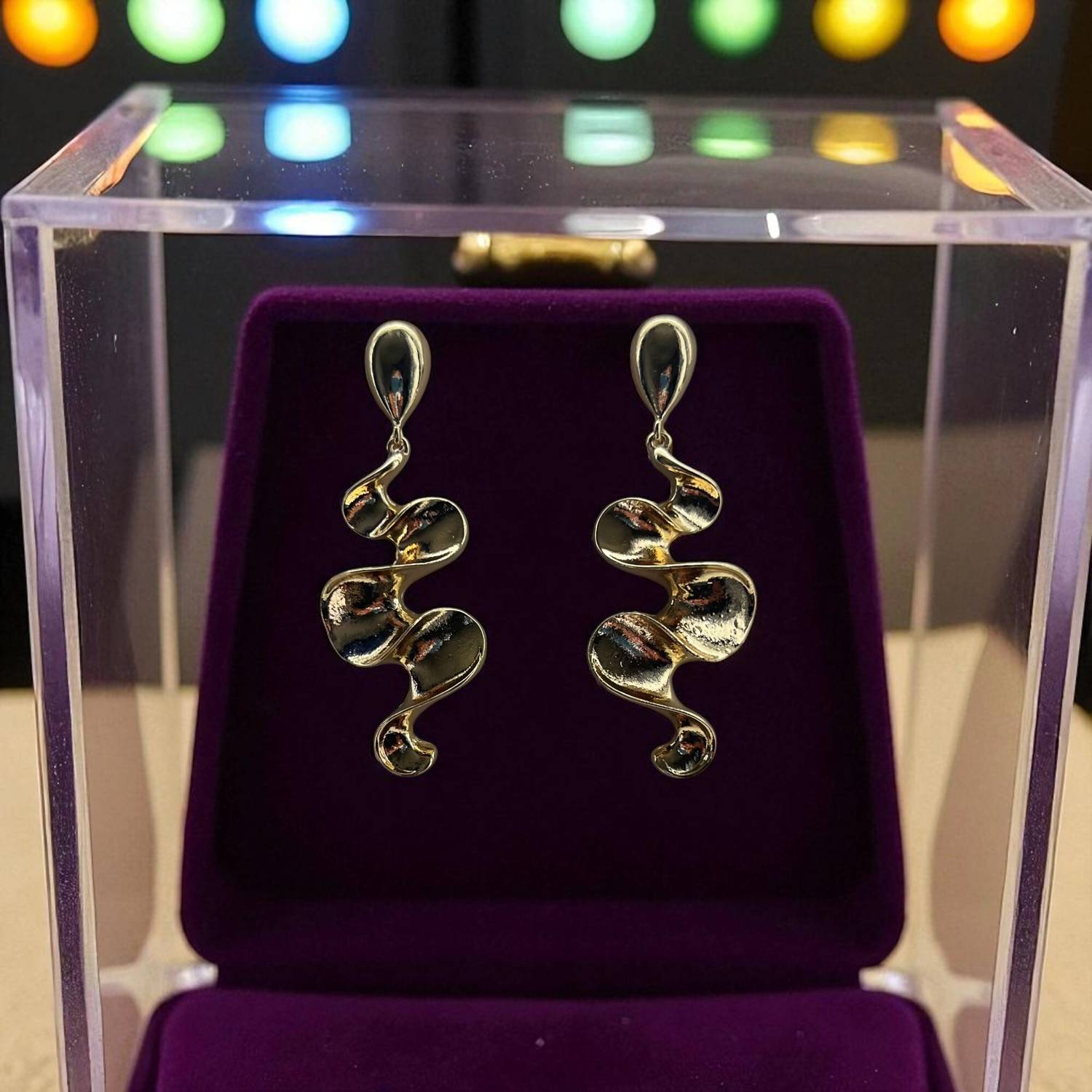 Artistic Bliss Elegant Gold-Tone Wave Design Earrings for Women and Girls Alloy Drops & Danglers