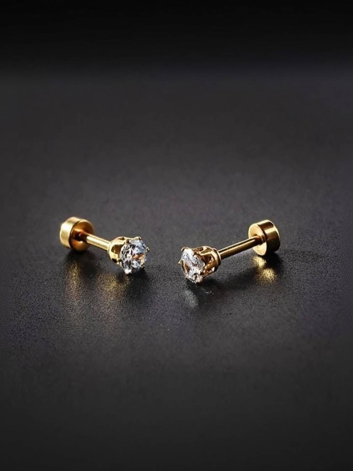 Aksha Collection A pair of gold-toned hoop earrings Stainless Steel Clip-on Earring, Stud Earring