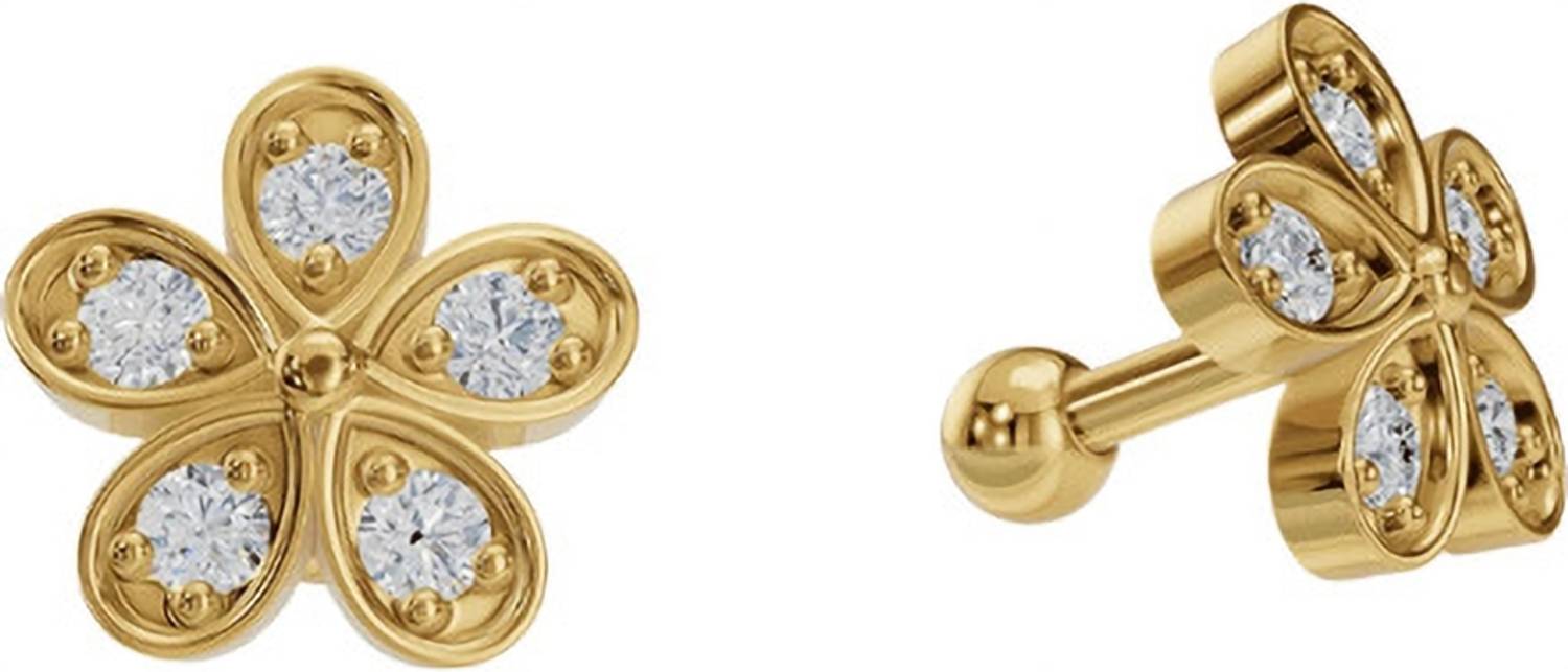 ANUSHKA JAIN JEWELLERY 925 Sterling Silver 18K 1 Micron Gold-Plated Flower Stud Earrings Cubic Zirconia Sterling Silver Stud Earring