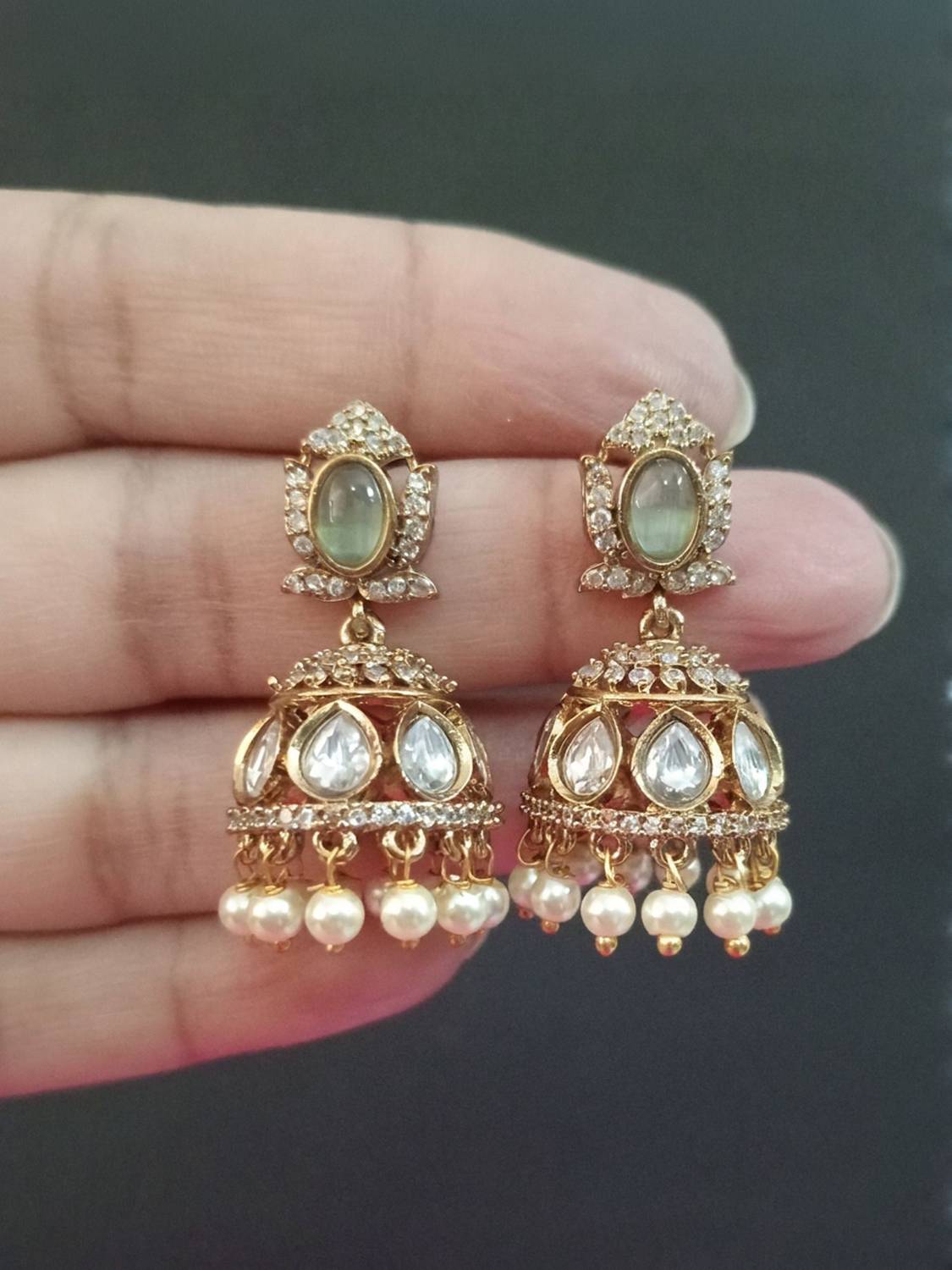 BlingNation Brass Jhumki Earring Set - Image 1