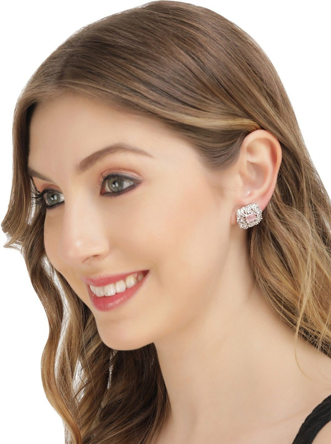 Image of Bhagya Lakshmi Traditional Crystal Alloy Stud Earring