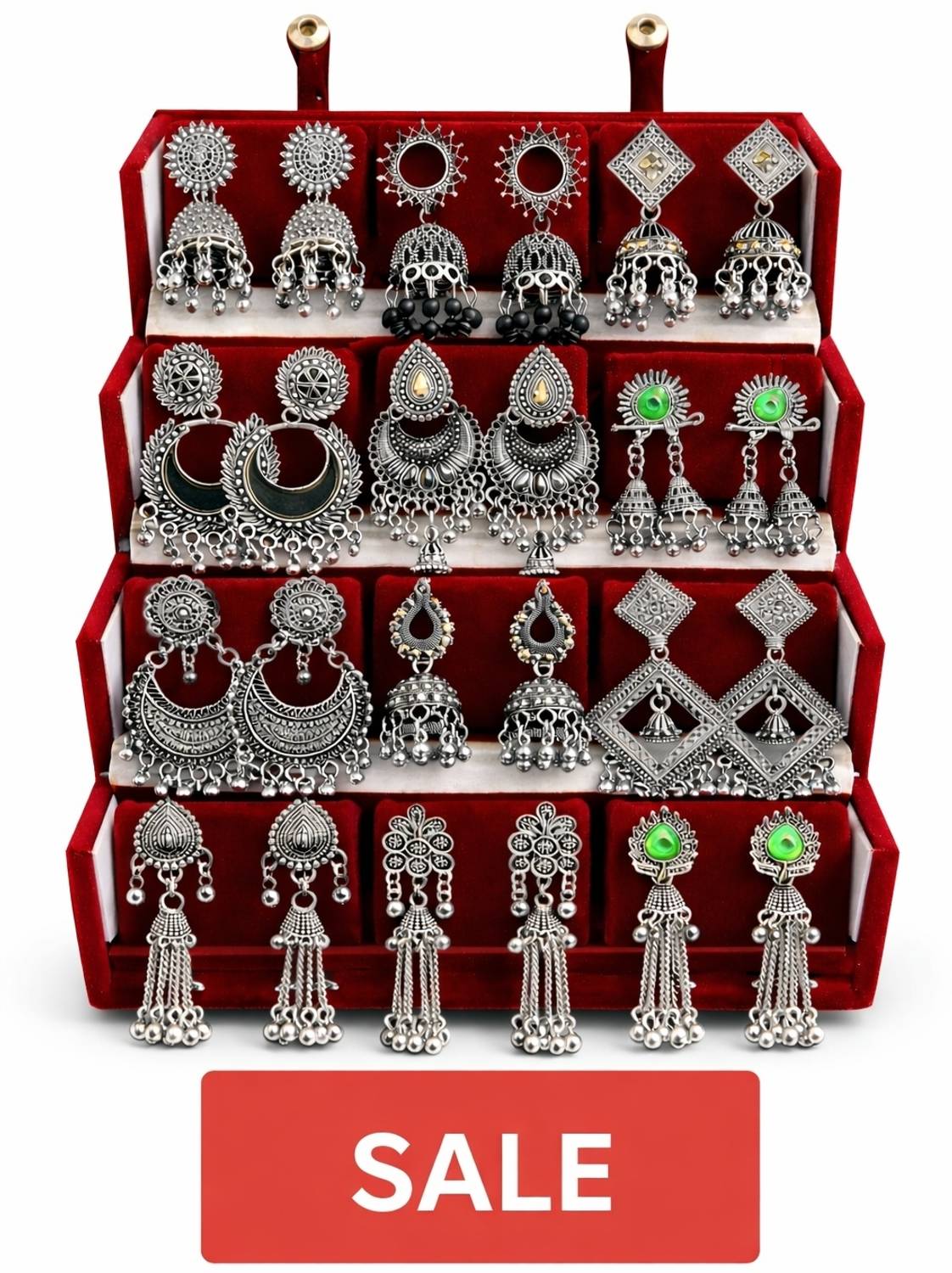 Aashtalifestyle Jhumka and Alloy Cuff Tassel Earrings Set