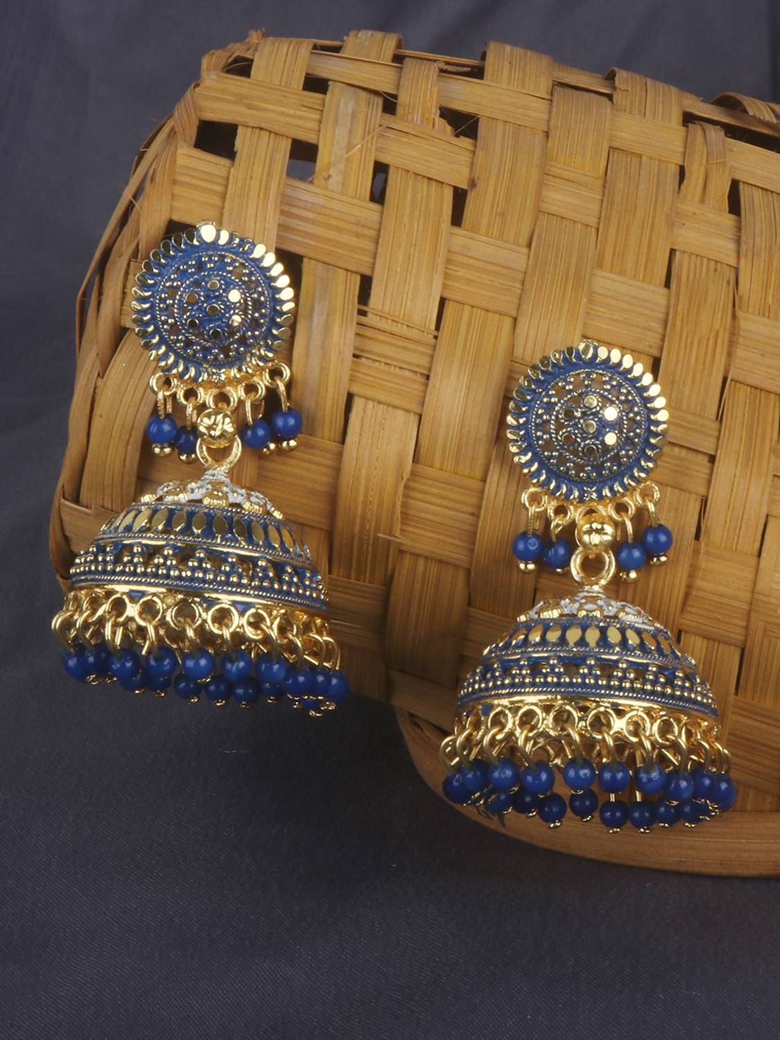 Anika's Creation Traditional Gold Plated Enamelled Party Wear Jhumka Earring Pearl Alloy Jhumki Earring