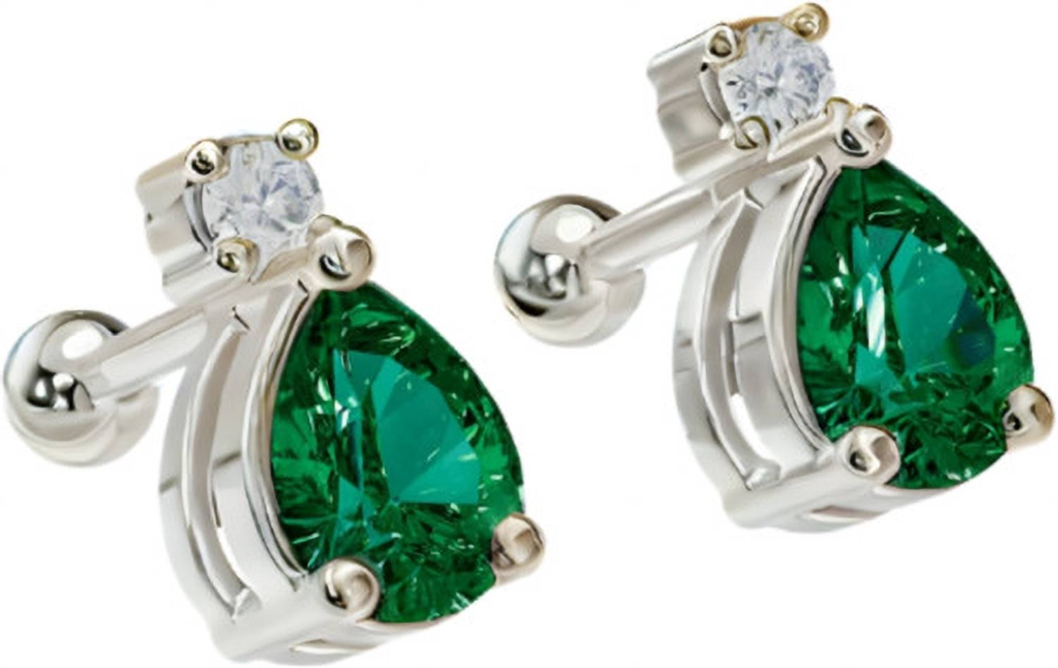 ANUSHKA JAIN JEWELLERY 925 Sterling Silver Emerald Green CZ Drop Stud Earrings Cubic Zirconia Sterling Silver Stud Earring