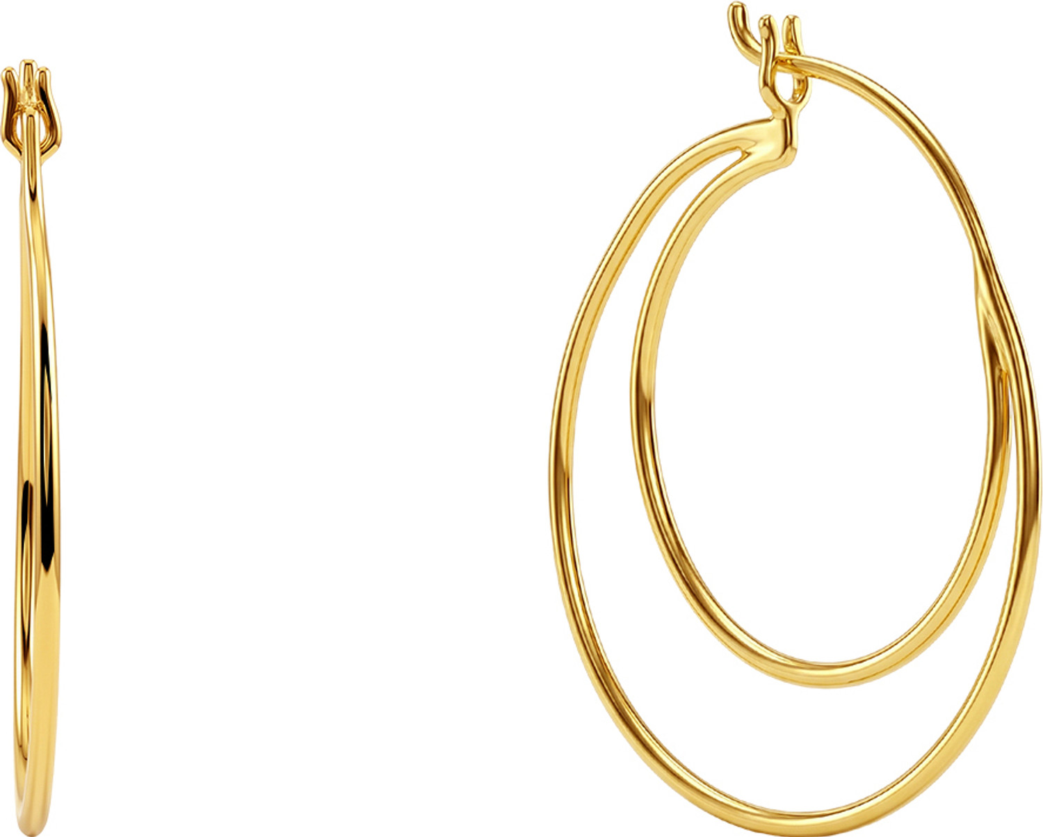 Image of GIVA Golden Minimal Layered Hoops Sterling Silver Hoop Earring