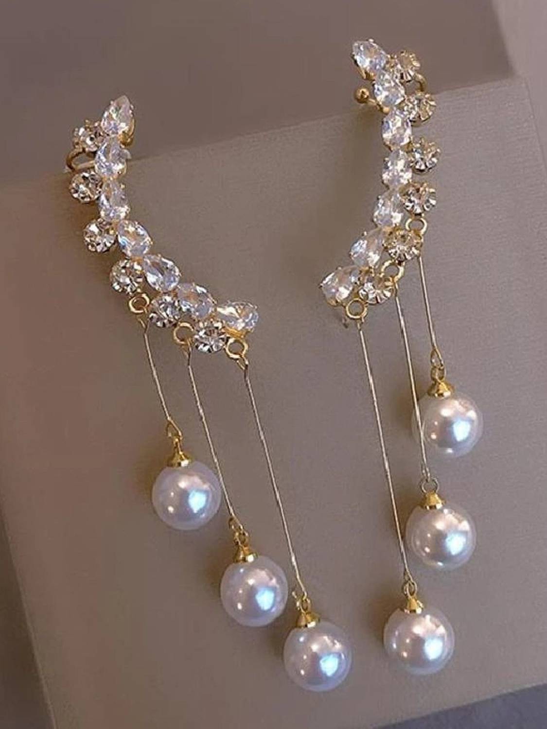 zayraa Pearl Multi Strings Alloy Cuff Earring - Image 1