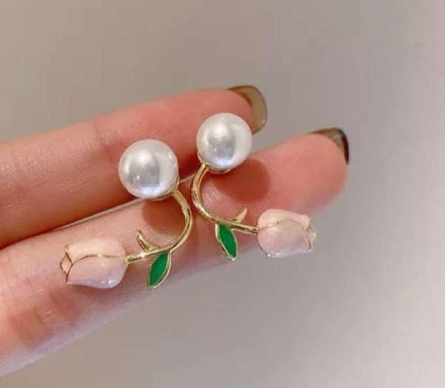 Image of RISHASTYLE Korean gold plated black shine earrings 1 pair Zircon Alloy Stud Earring