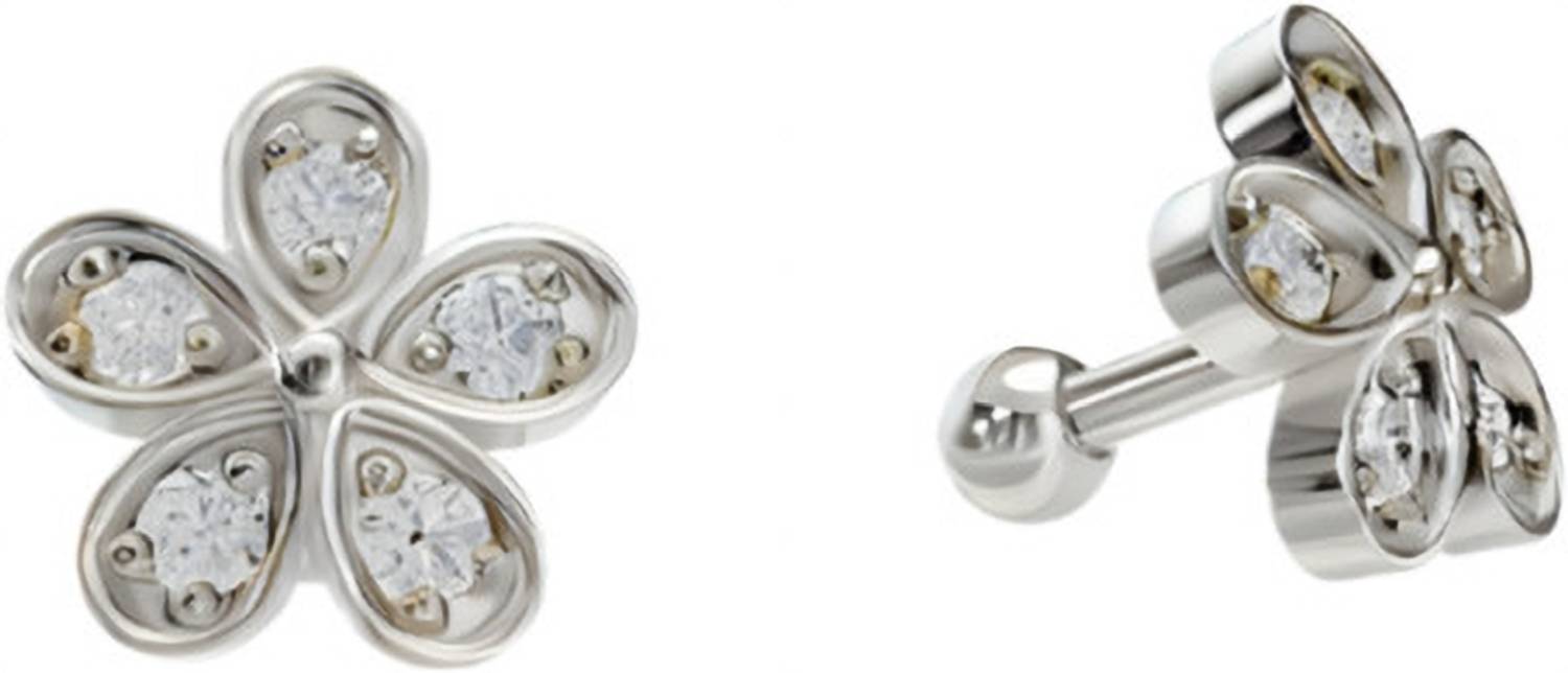 ANUSHKA JAIN JEWELLERY 925 Sterling Silver Gold-Plated Blooming Flower Stud Earrings Cubic Zirconia Sterling Silver Stud Earring