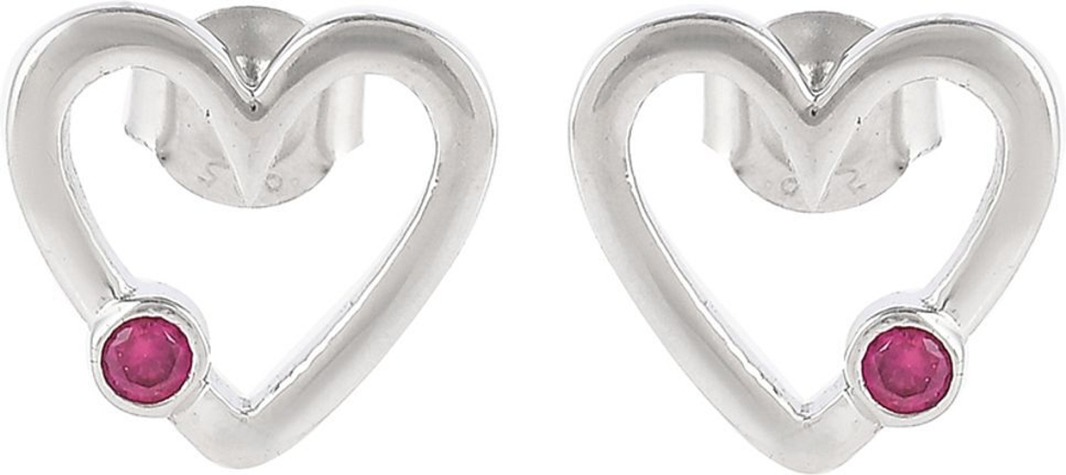 Image of Voylla Valentine's Day Collection Pink Zircon Studded Heart Stud Earrings Sterling Silver Earring Set