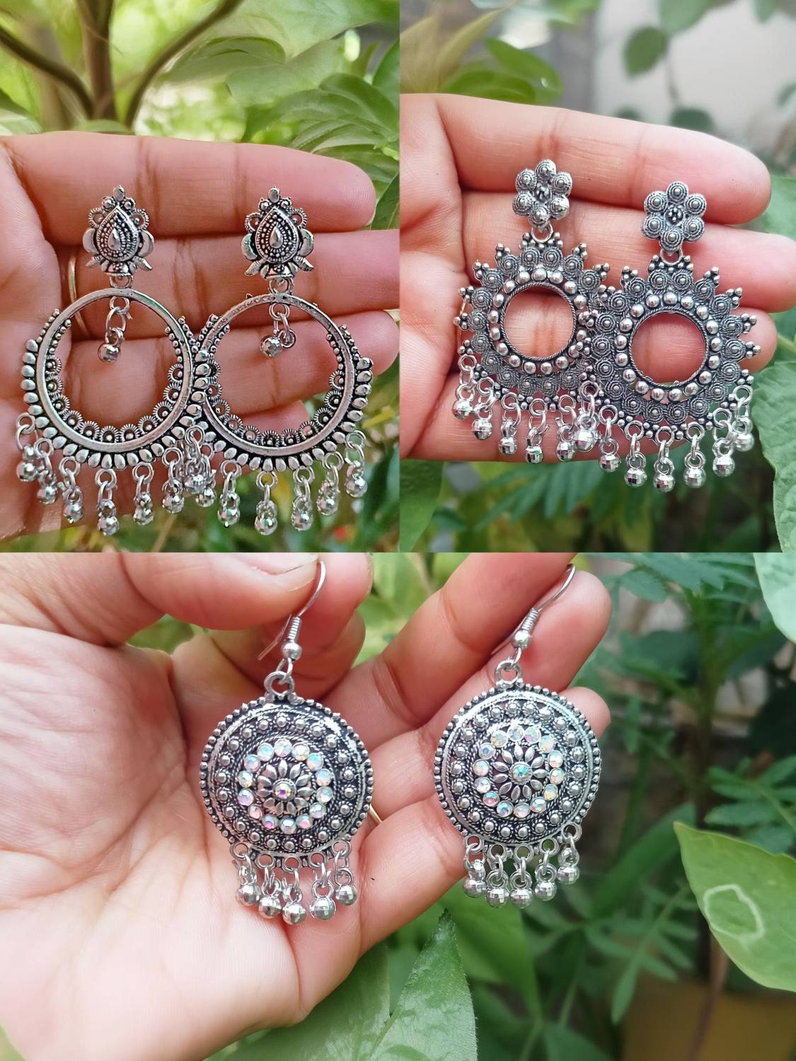Aadvik Collections Traditional Oxidized Earings Pack of 3 Jhumki Earring For Women & Girls Alloy Jhumki Earring