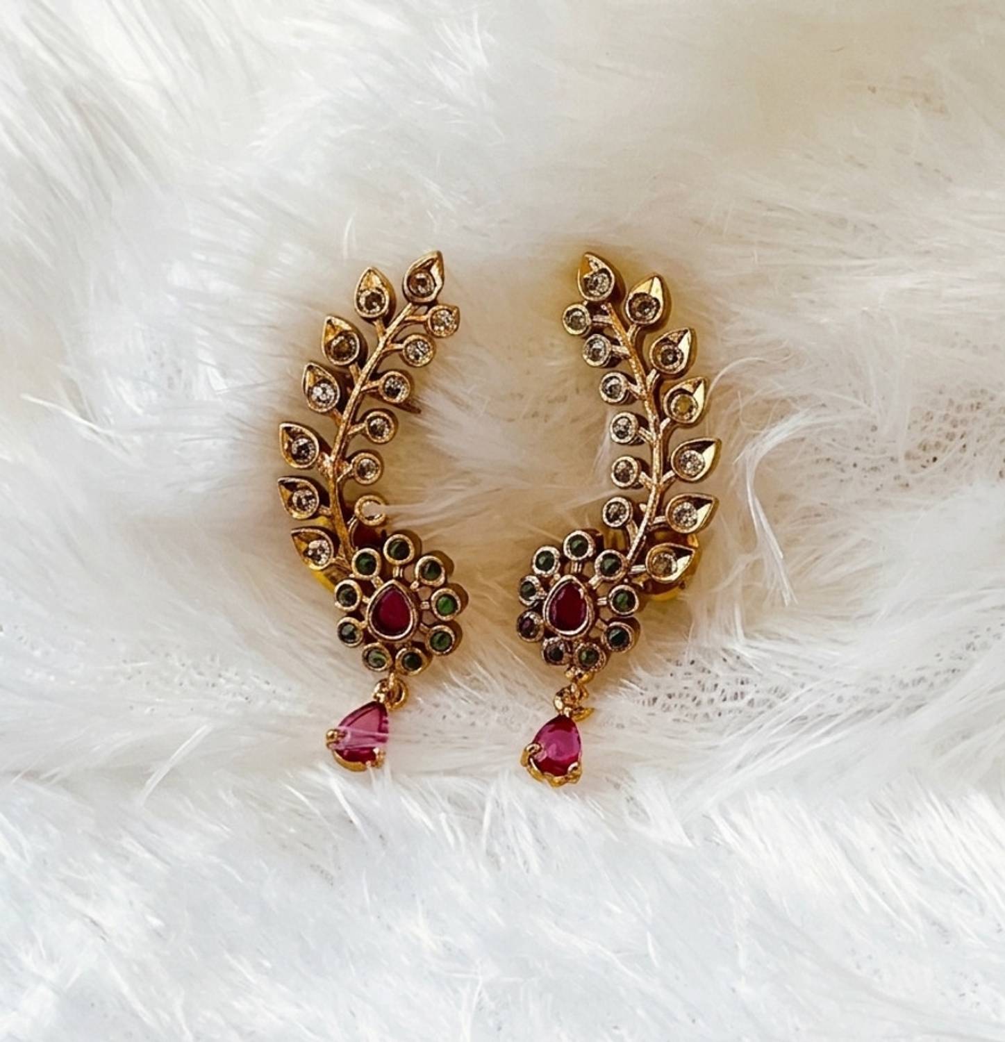Ajrang Floral ear cuffs traditional style Brass Cuff Earring