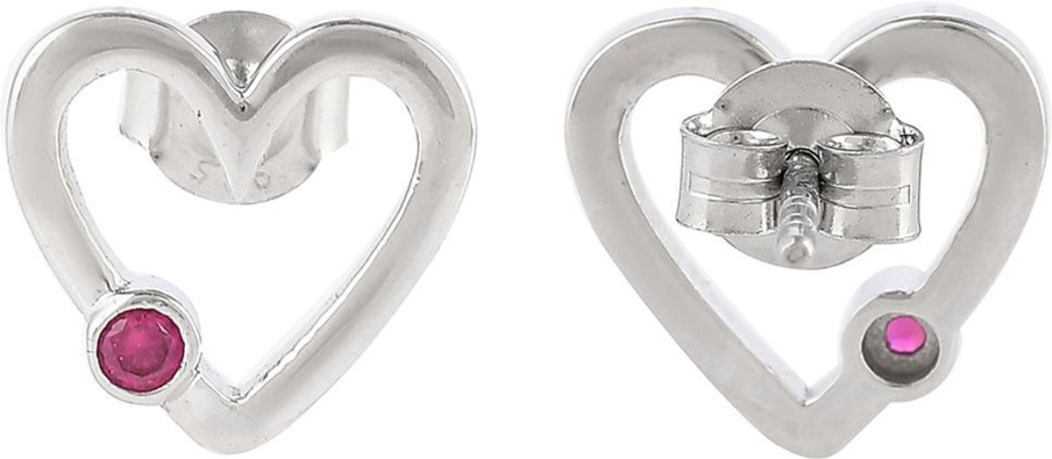 Image of Voylla Valentine's Day Collection Pink Zircon Studded Heart Stud Earrings Sterling Silver Earring Set