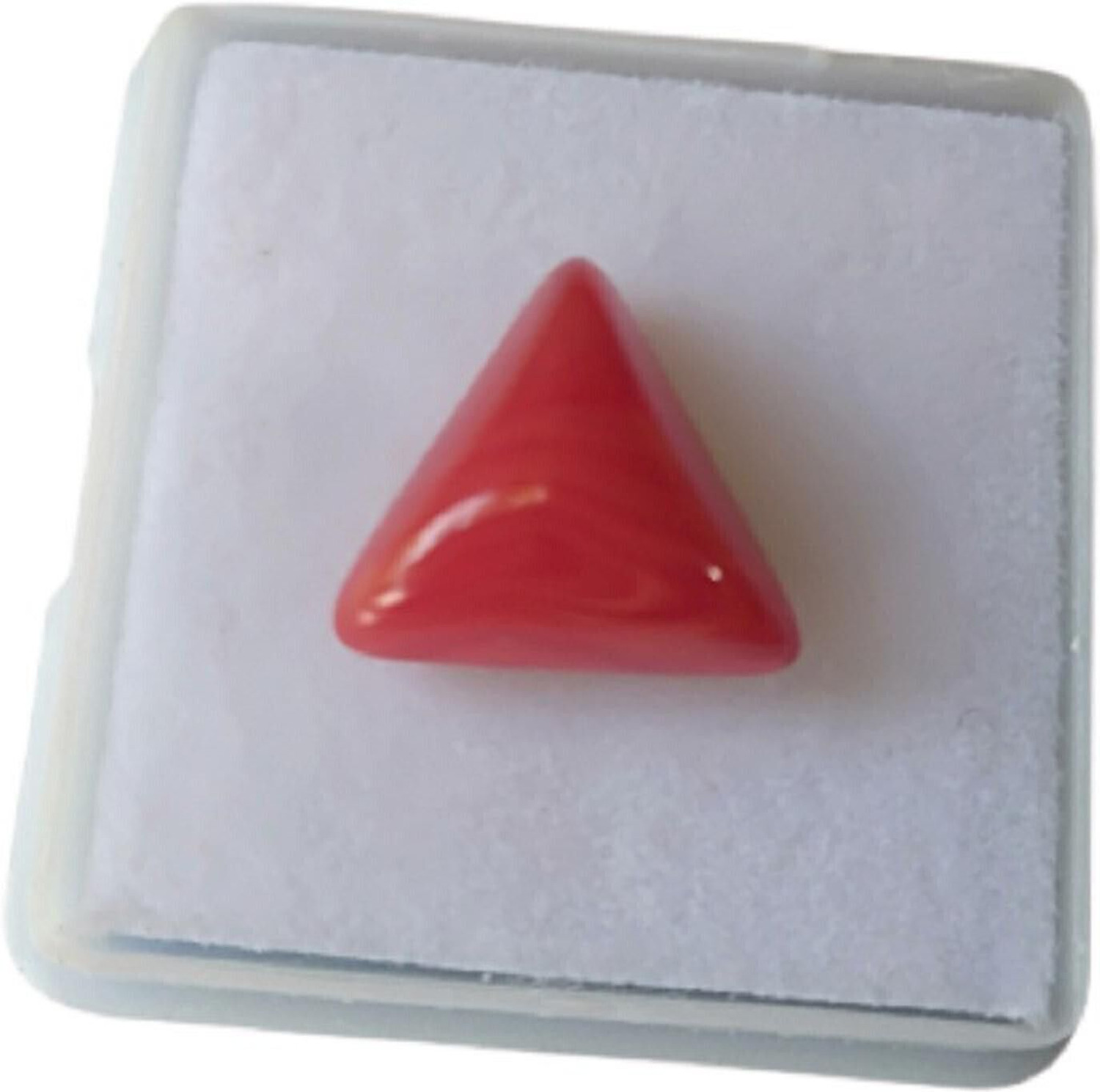 Image of Aanya Jewels Red moonga 10.25 Ratti Natural Red Italian Moonga Gemstone Triangle Shape Crystal Stud Earring