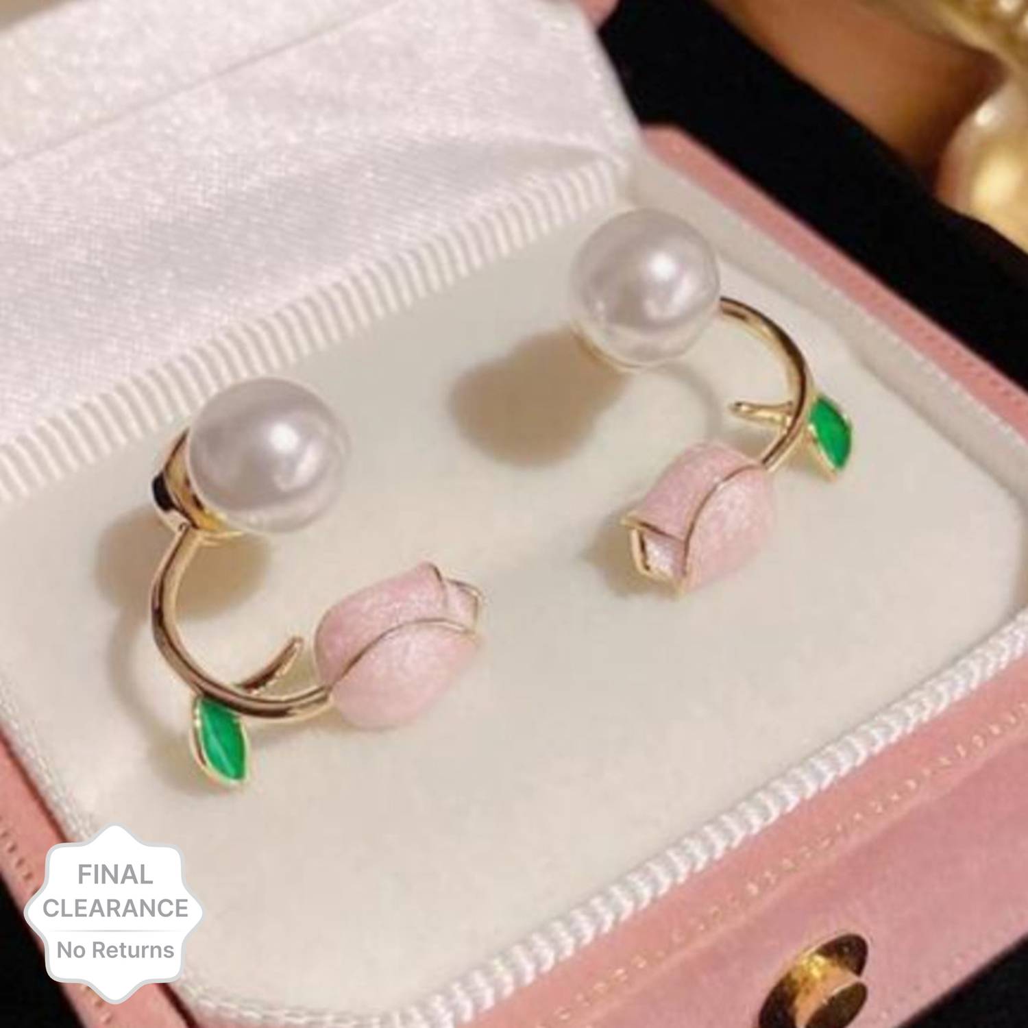 AVIRA ENTERPRISES Pink Flower Spring And Summer, Korean Alloy Stud Earring, Drops & Danglers