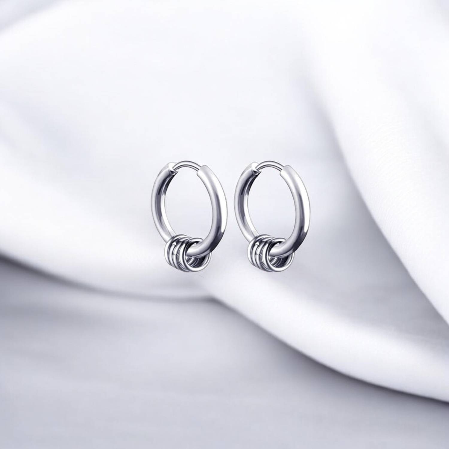 19th July Jewels 19TH J JEWELS-Stainless Steel Huggie Earring Hoop Earring Stylish Bali for Boys. Stainless Steel Hoop Earring