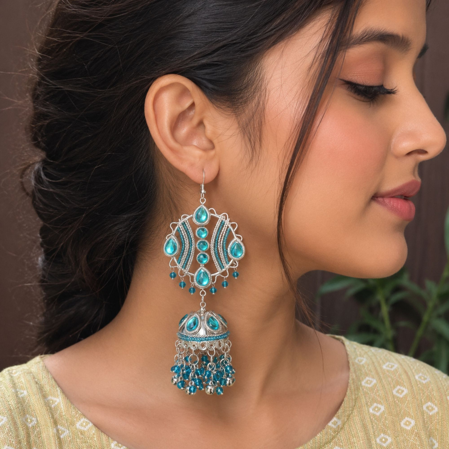 Image of UnfoldSelf Maula Mere Maula Grand Edition Jhumki Earrings Alloy Jhumki Earring