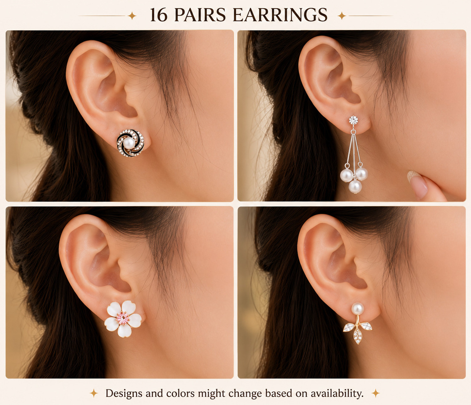 Image of Treviyaa 16 Earrings Box with Korean Earrings Alloy Jhumki Earring