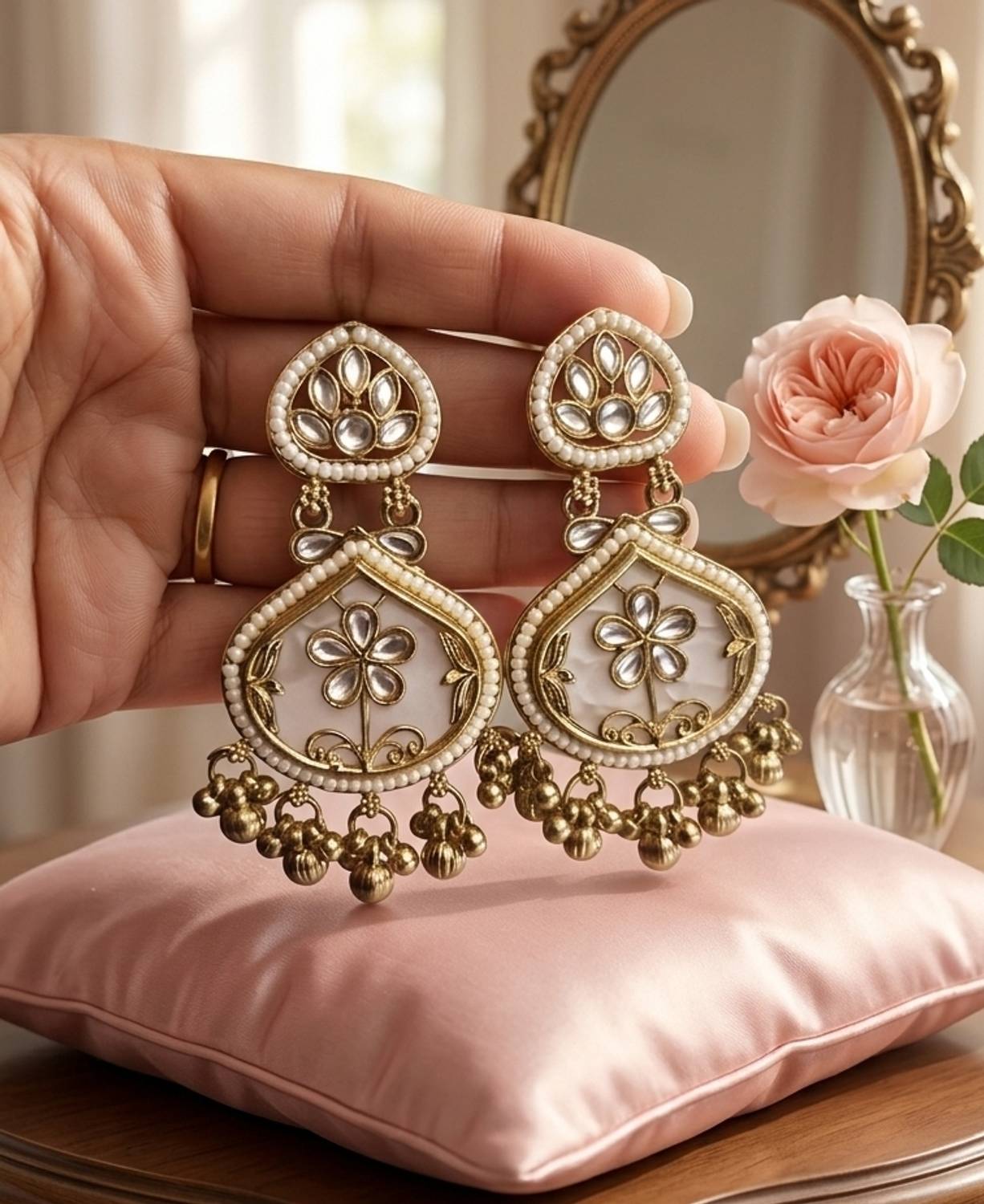 Bravo American Diamond Bali Long Alloy Drops & Danglers