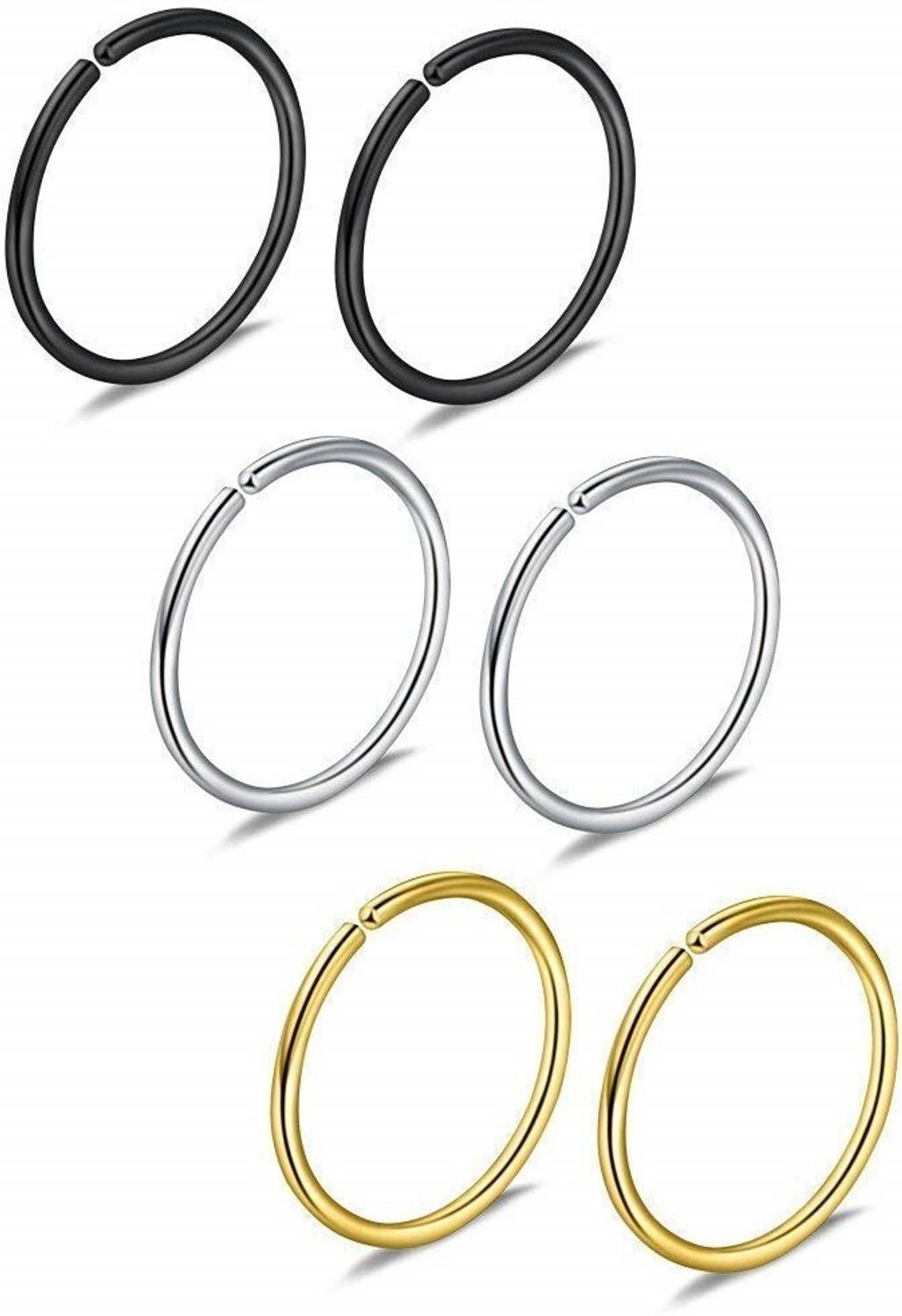 A1 Fashion GD-BK-SL-NOSERING Enamel Stud Earring