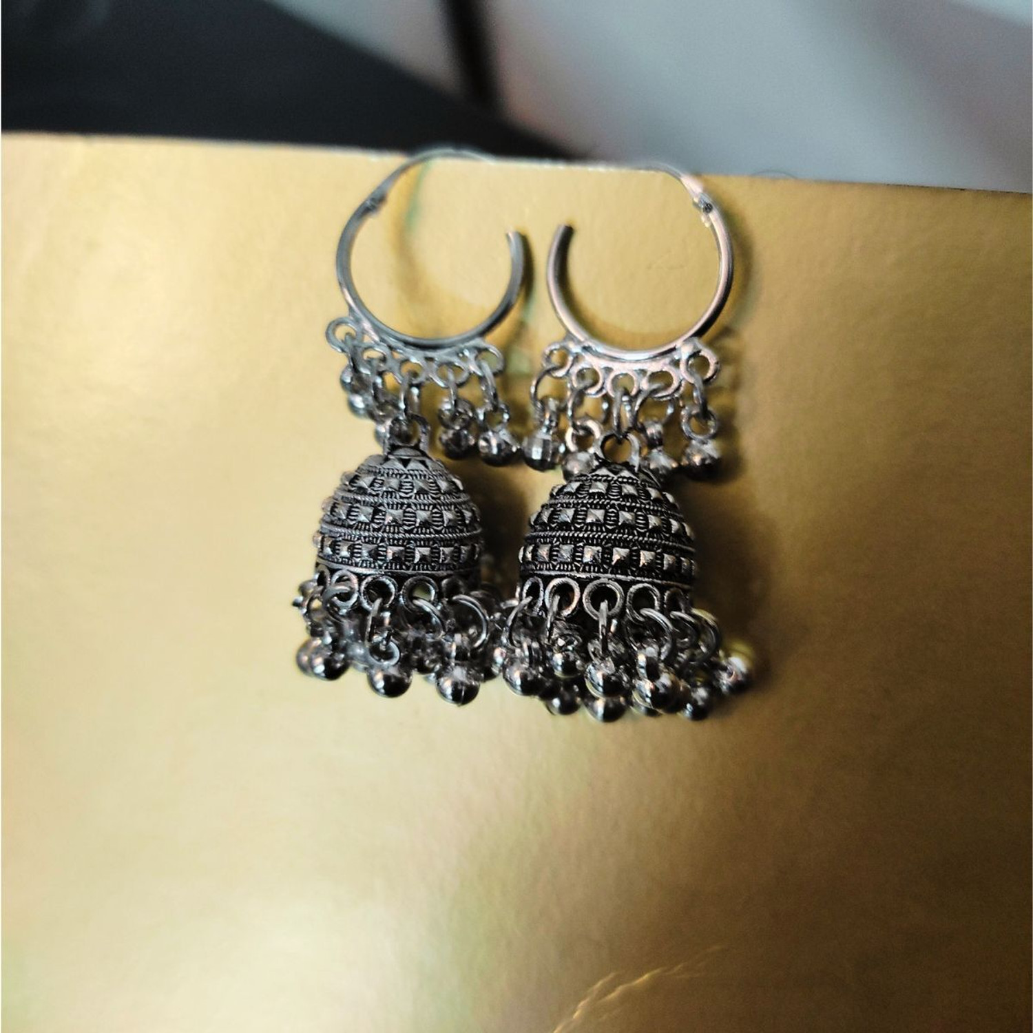 Image of MM Jewels 4 Pair Silver Oxidised Earring Set For women, Girls For wedding , Gift Alloy Jhumki Earring, Drops & Danglers, Earring Set, Stud Earring